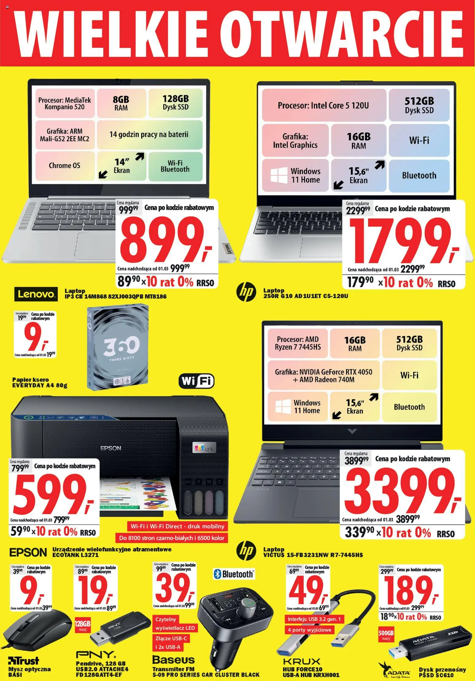 Mediaexpert Gazetka - Wielkie otwarcie Orzesze od 19.02.2026 | Strona: 5 | Produkty: Laptop, Mysz, USB, Papier ksero