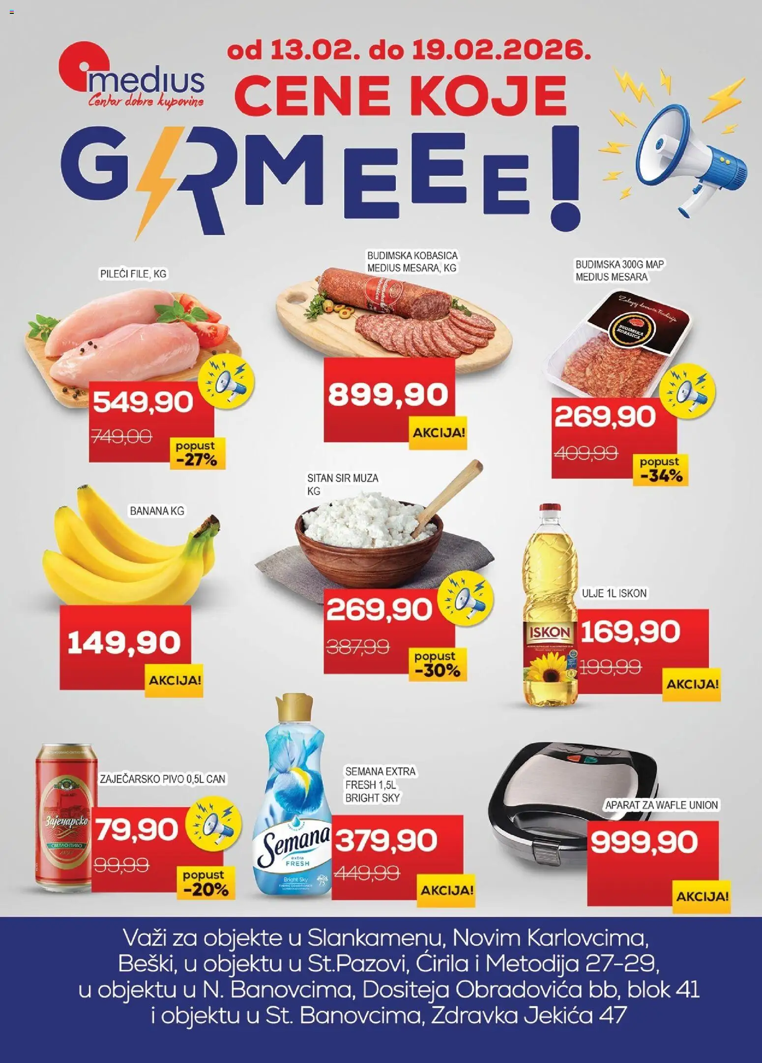 Medius katalog - važi od 13.02.2026 | Strana: 1 | Proizvode: Zaječarsko pivo, Sir, Ulje, Kobasica
