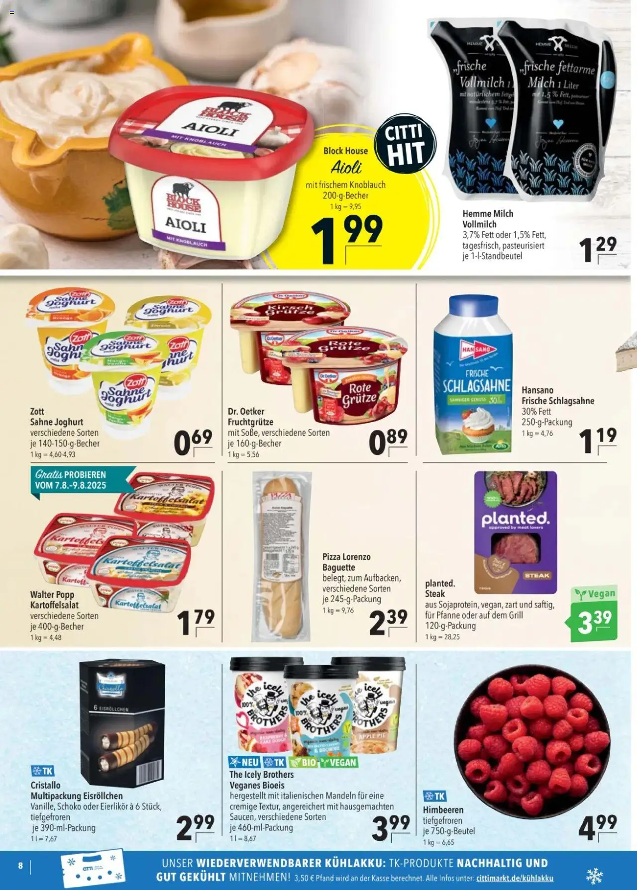 CITTI Tilbudsavis gyldig fra 06.08.2025 | Side: 8 | Produkter: Pizza, Kartoffelsalat, Grill