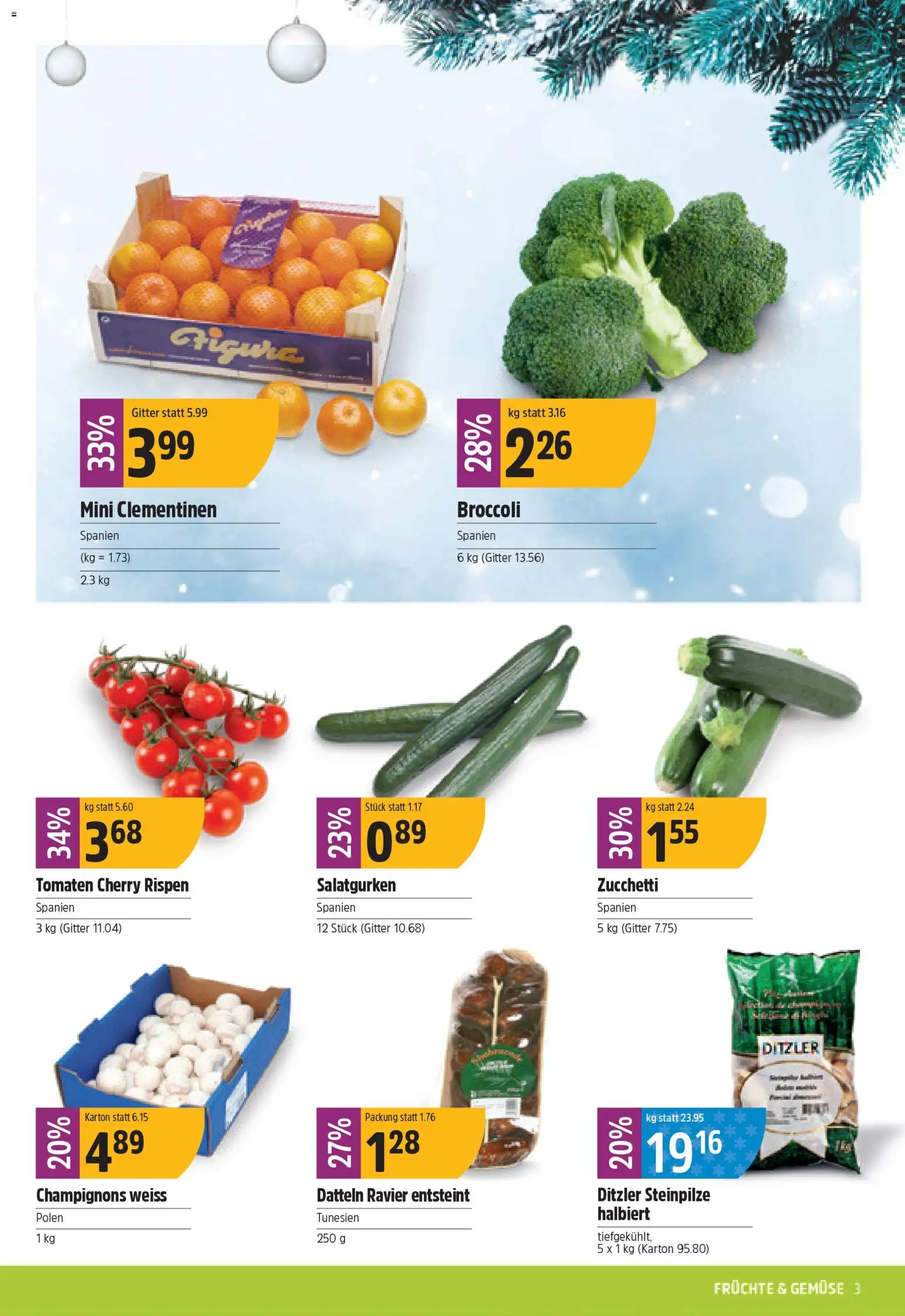 TopCC Aktionen – gültig ab 24.11.2025 | Seite: 3 | Produkte: Gitter, Champignons, Tomaten, Gemüse