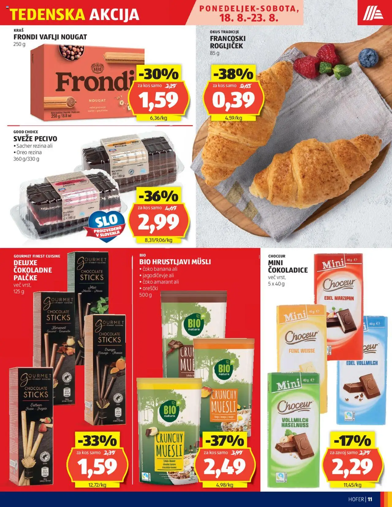 Hofer katalog │ velja od 14.08.2025 | Stran: 11 | Izdelki: Muesli, Vaflji, Kos, Orescki