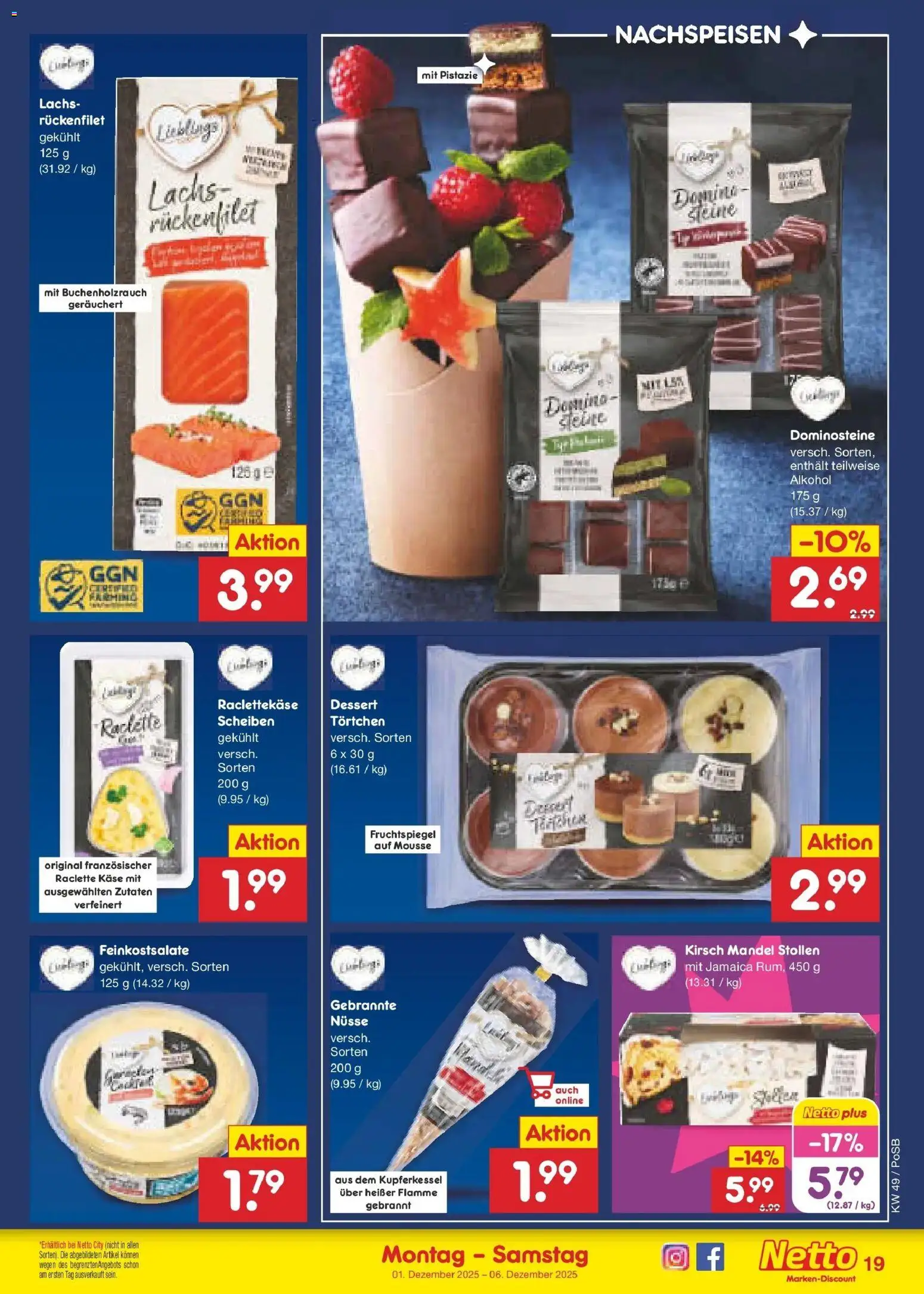 Netto Marken-Discount prospekt Amberg	 – gültig ab 01.12.2025 | Seite: 21 | Produkte: Käse, Lachs, Raclette, Nüsse