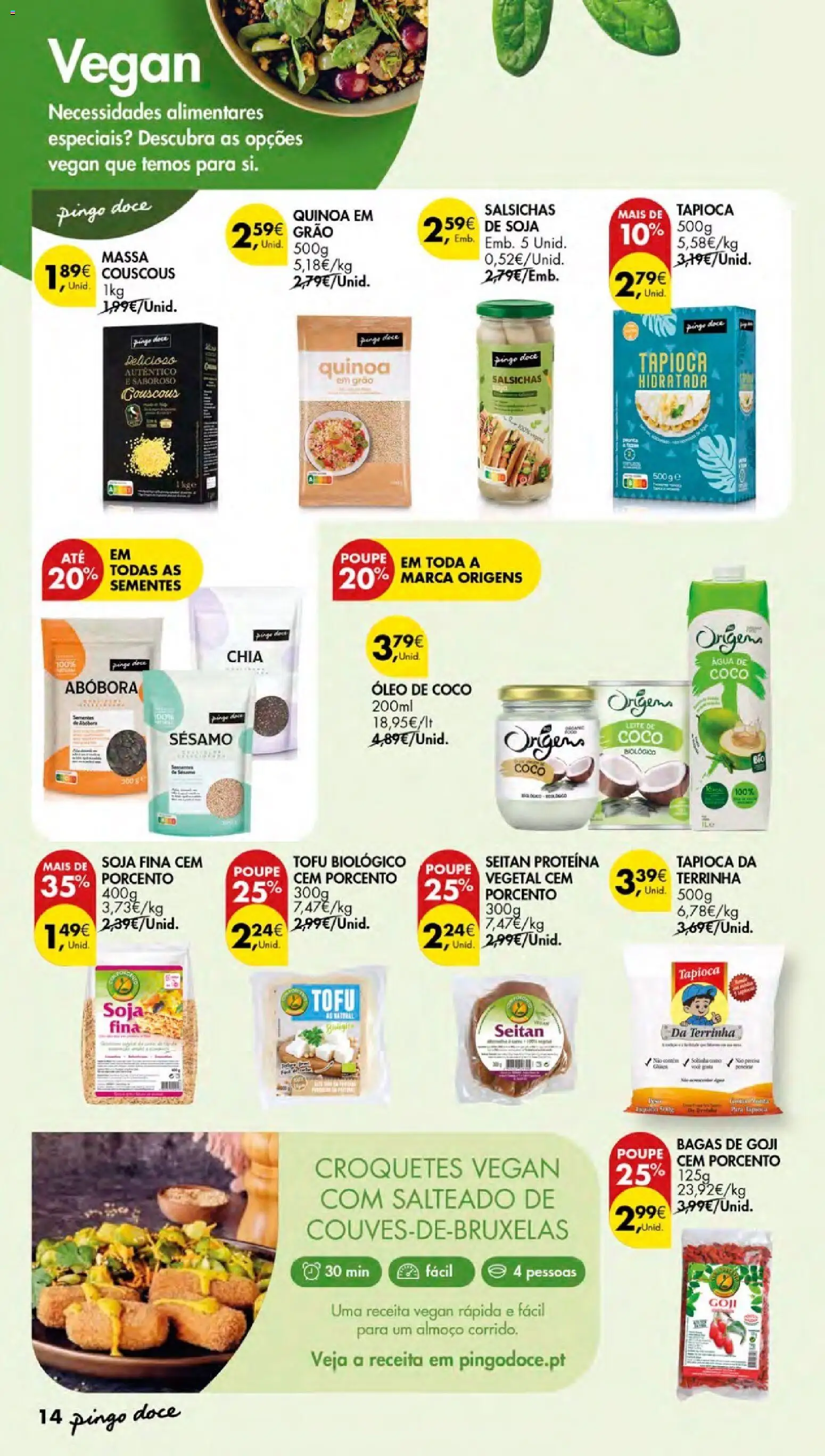 Pingo Doce - Escolhas Equilibradas Açores │ válido de 12.02.2026 | Página: 14 | Produtos: Soja, Leite, Massa, Proteina
