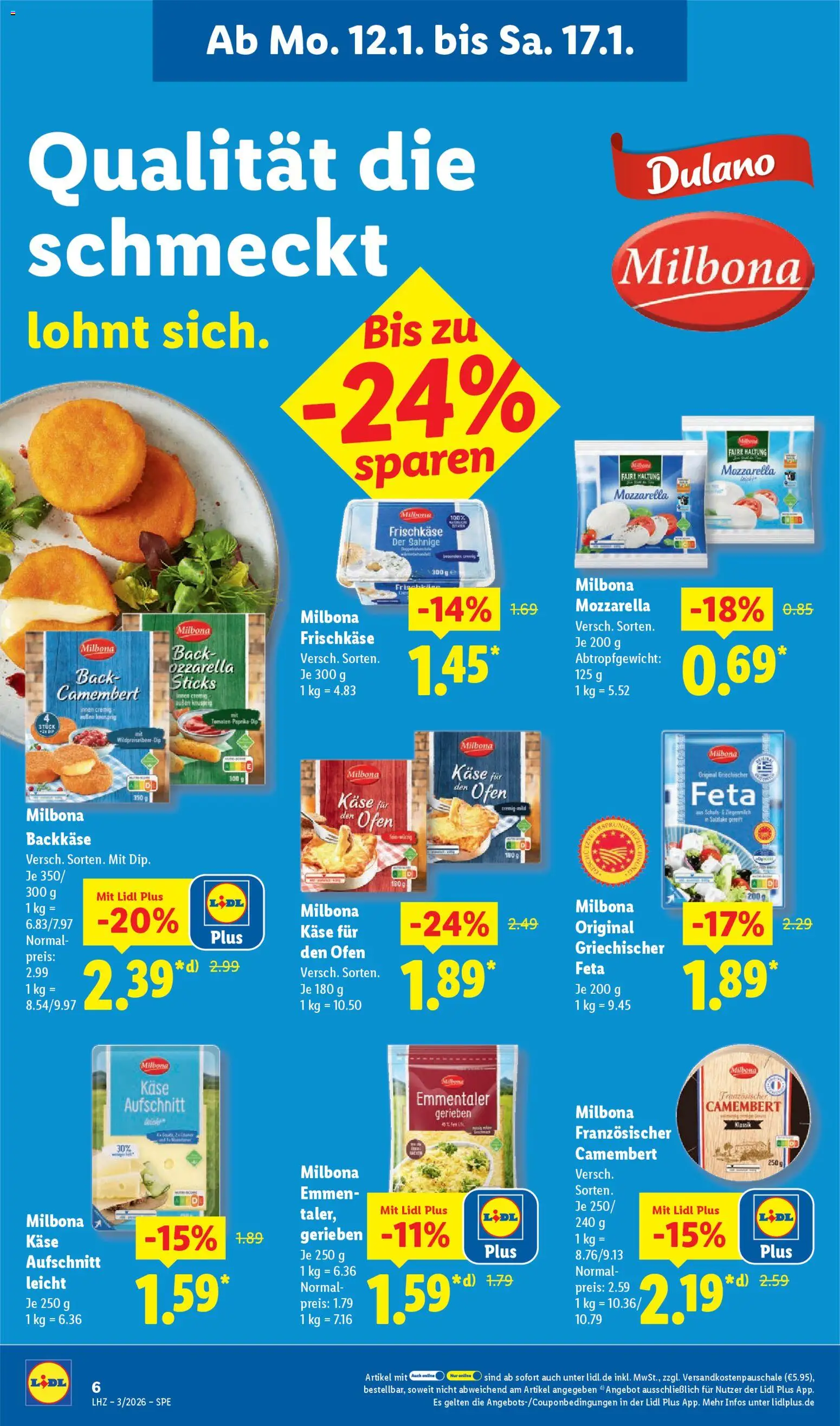 Lidl Prospekt Gundelsheim – gültig ab 12.01.2026 | Seite: 20 | Produkte: Feta, Käse, Mozzarella, Frischkase