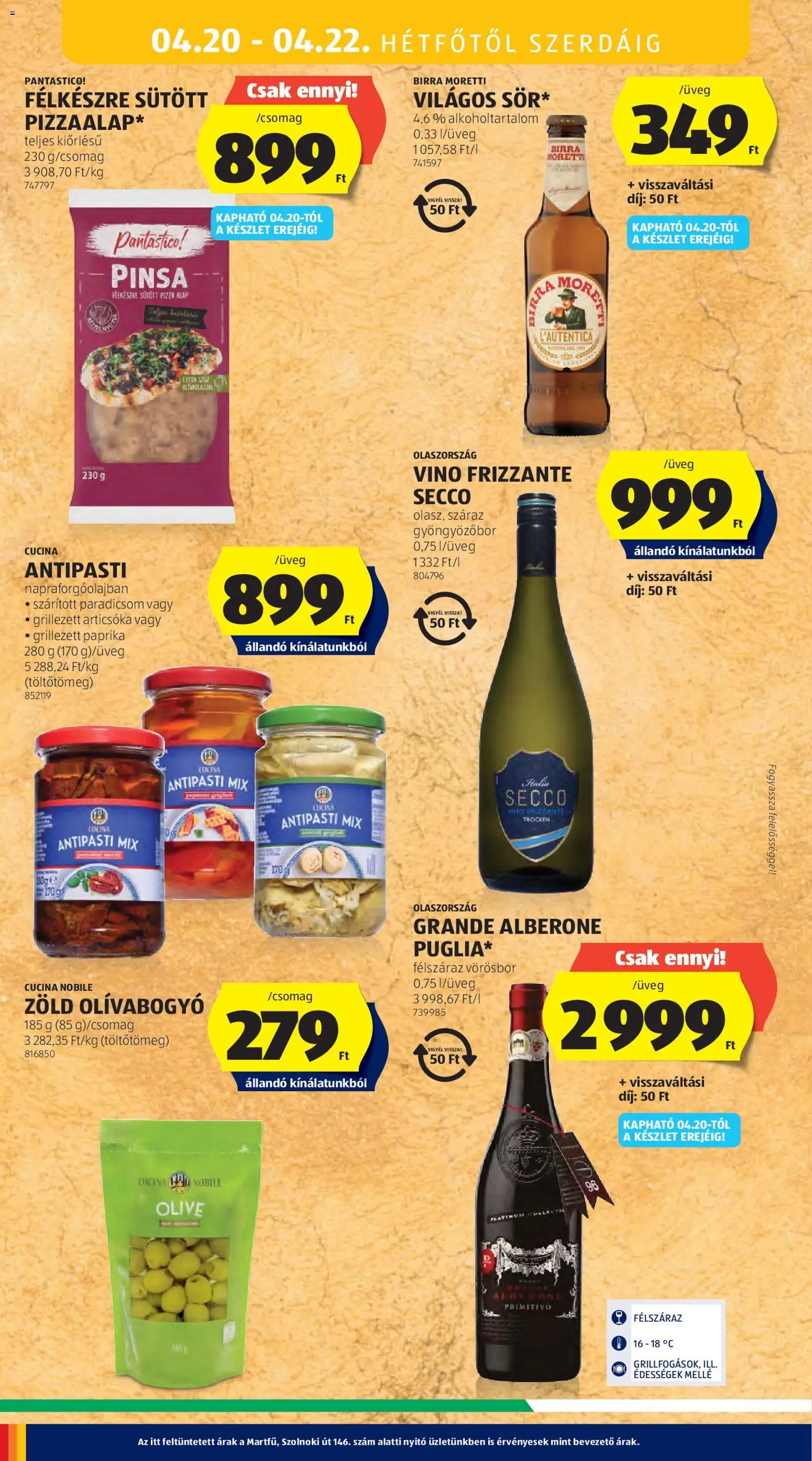 Aldi akciós ujság - amely érvényes a következő dátumtól: 16.04.2026 | Oldal: 46 | Termékek: Szárított paradicsom, Antipasti, Pizza, Paradicsom
