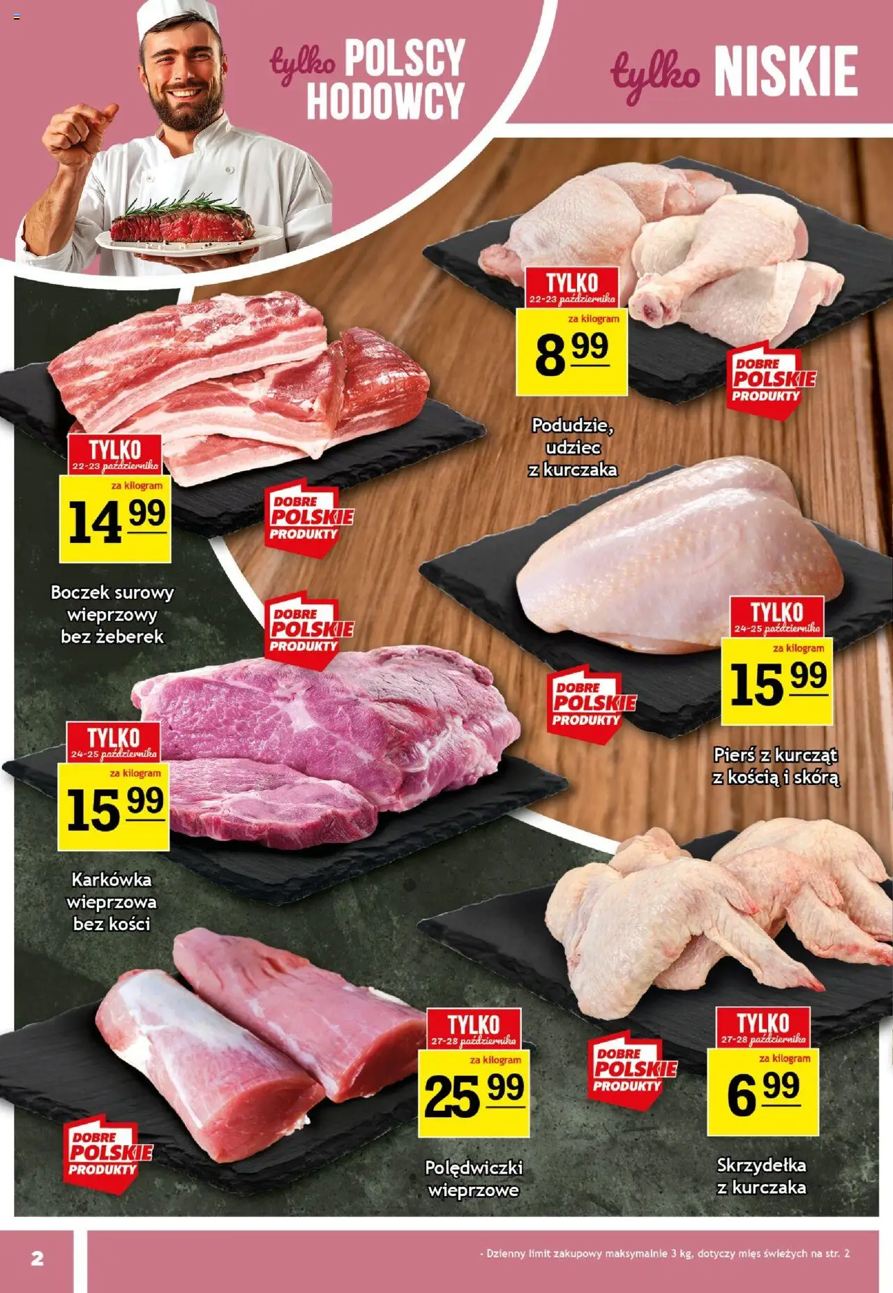 Gram Market Gazetka od 22.10.2025 | Strona: 2 | Produkty: Karkówka, Karkówka wieprzowa, Boczek, Boczek surowy