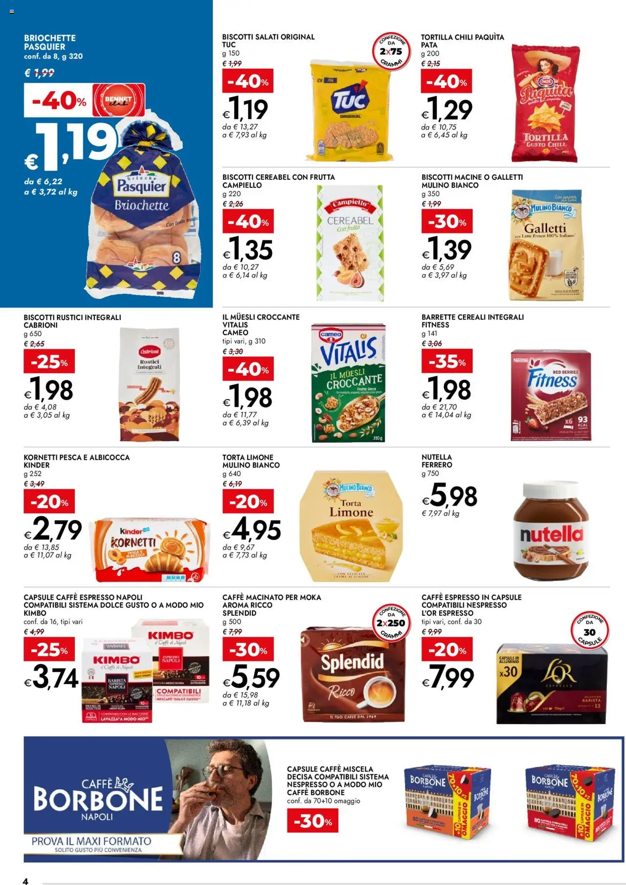 Volantino bennet del 14.08.2025 | Pagina: 4 | Prodotti: Frutta, Limone, Nutella, Rustici
