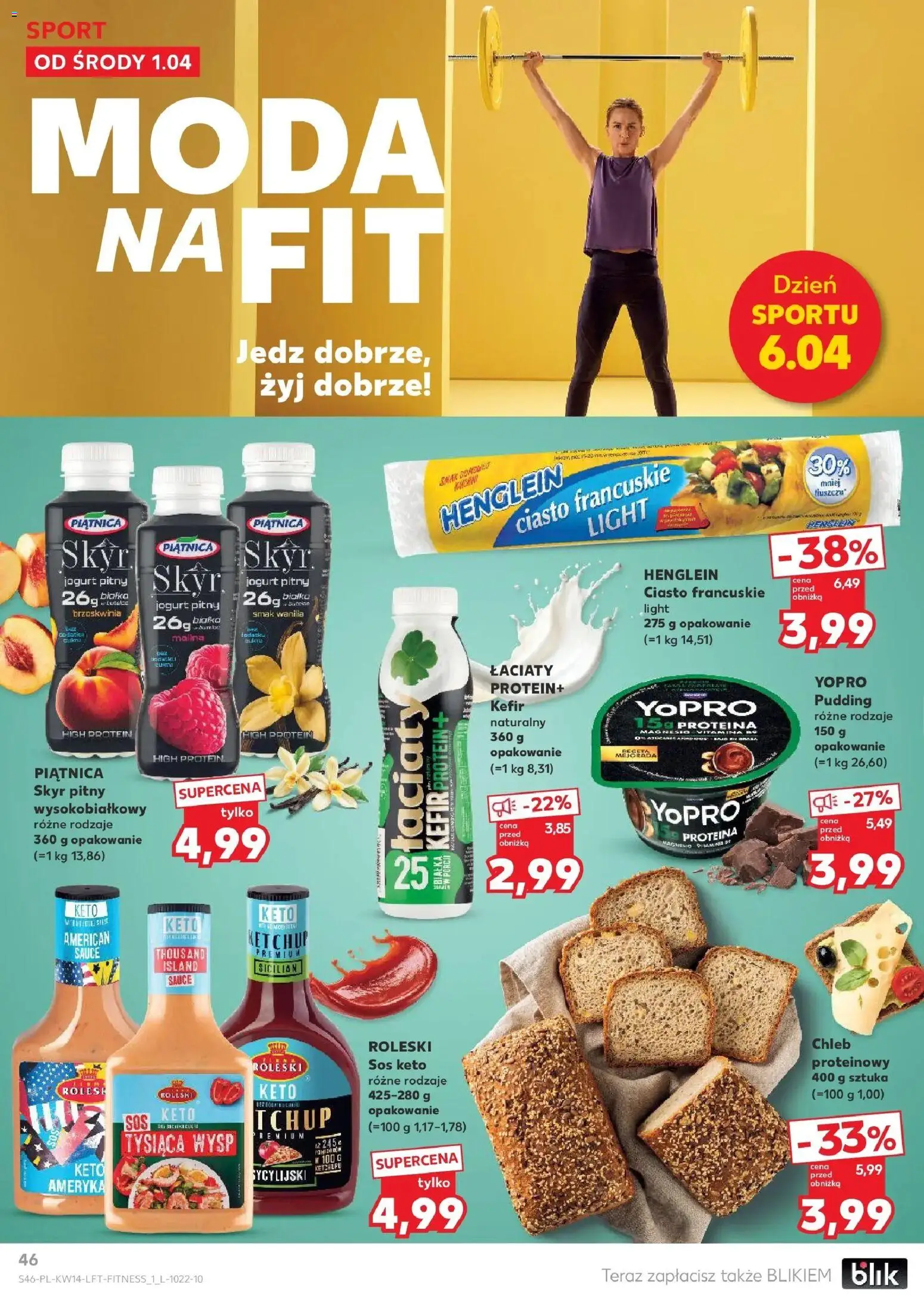 Kaufland gazetka od 01.04.2026 | Strona: 46 | Produkty: Kefir, Ciasto francuskie, Ciasto, Chleb
