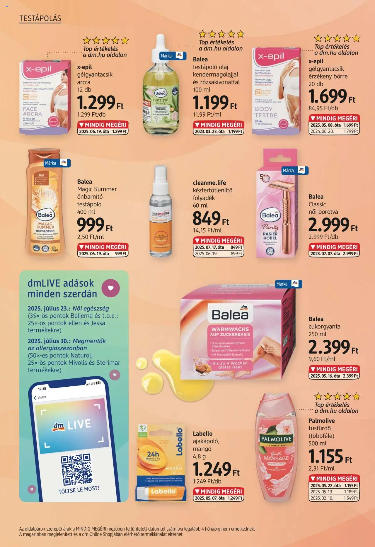 DM Drogerie Markt akciós ujság - amely érvényes a következő dátumtól: 17.07.2025 | Oldal: 4 | Termékek: Body, Borotva, Testápoló, Tusfürdő