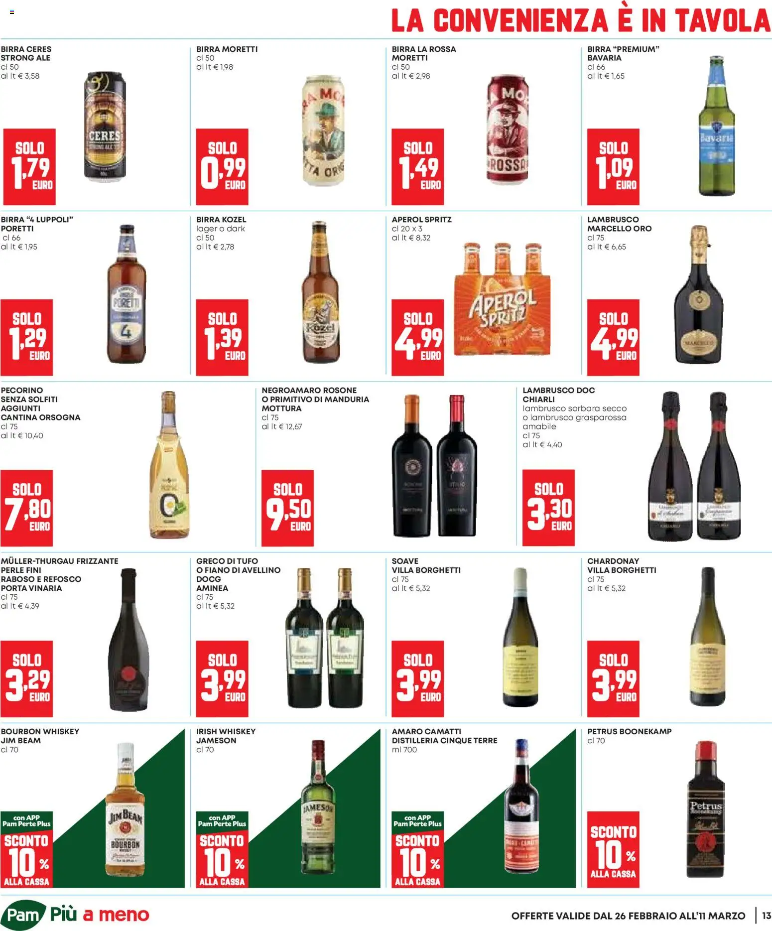 Volantino Panorama del 26.02.2026 | Pagina: 13 | Prodotti: Birra, Bourbon, Birra Moretti, Amaro