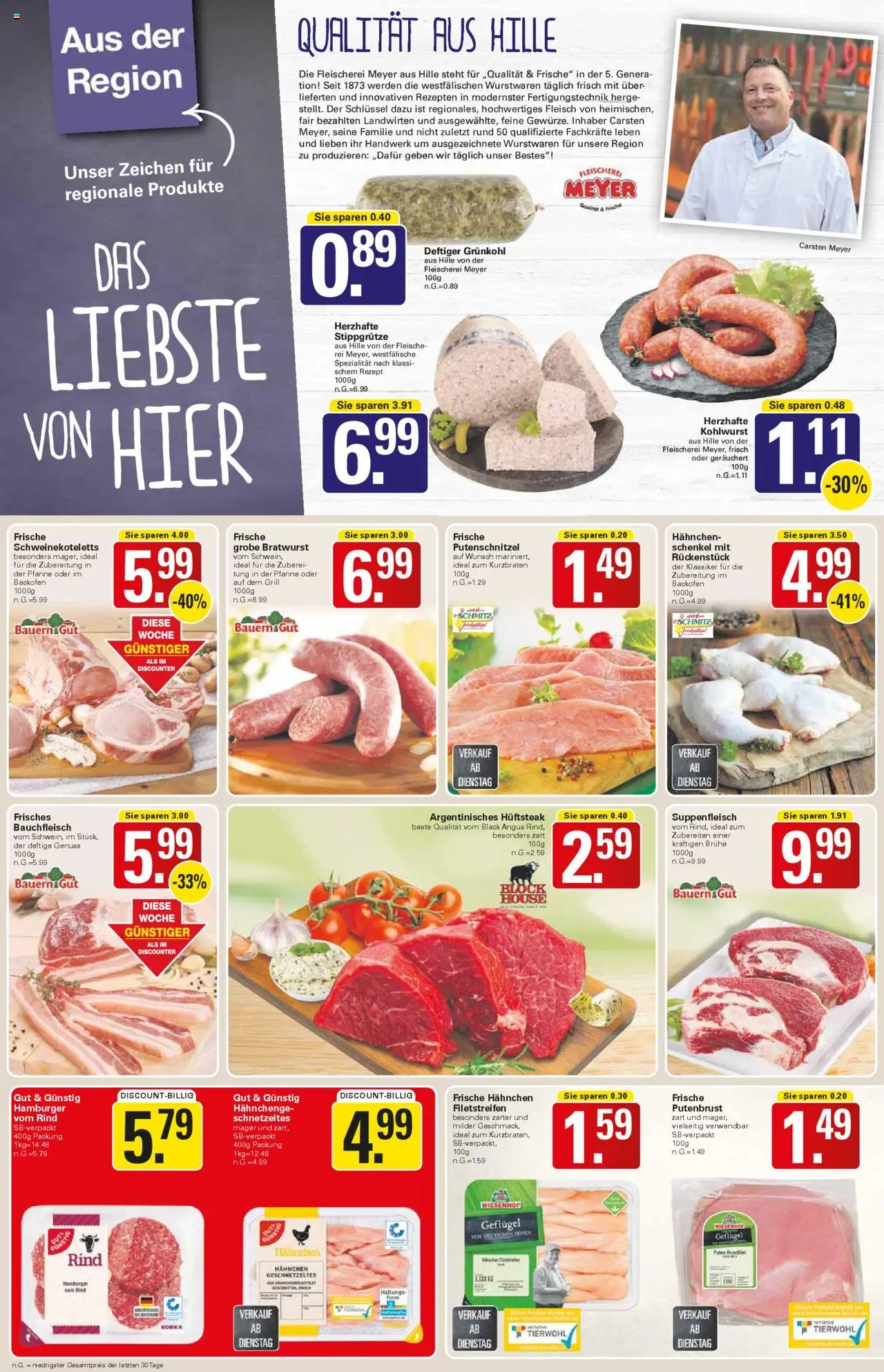 WEZ Prospekt – gültig ab 20.10.2025 | Seite: 4 | Produkte: Grill, Bratwurst, Putenschnitzel, Suppenfleisch