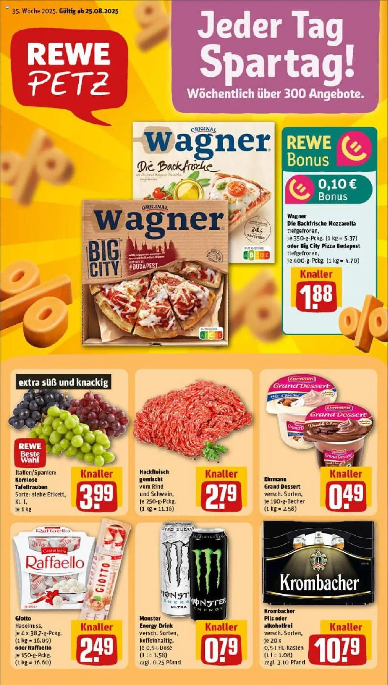 Rewe prospekt Pulsnitz	 - gültig ab dem 24.08.2025 | Seite: 1 | Produkte: Energy, Pils, Pizza, Hackfleisch