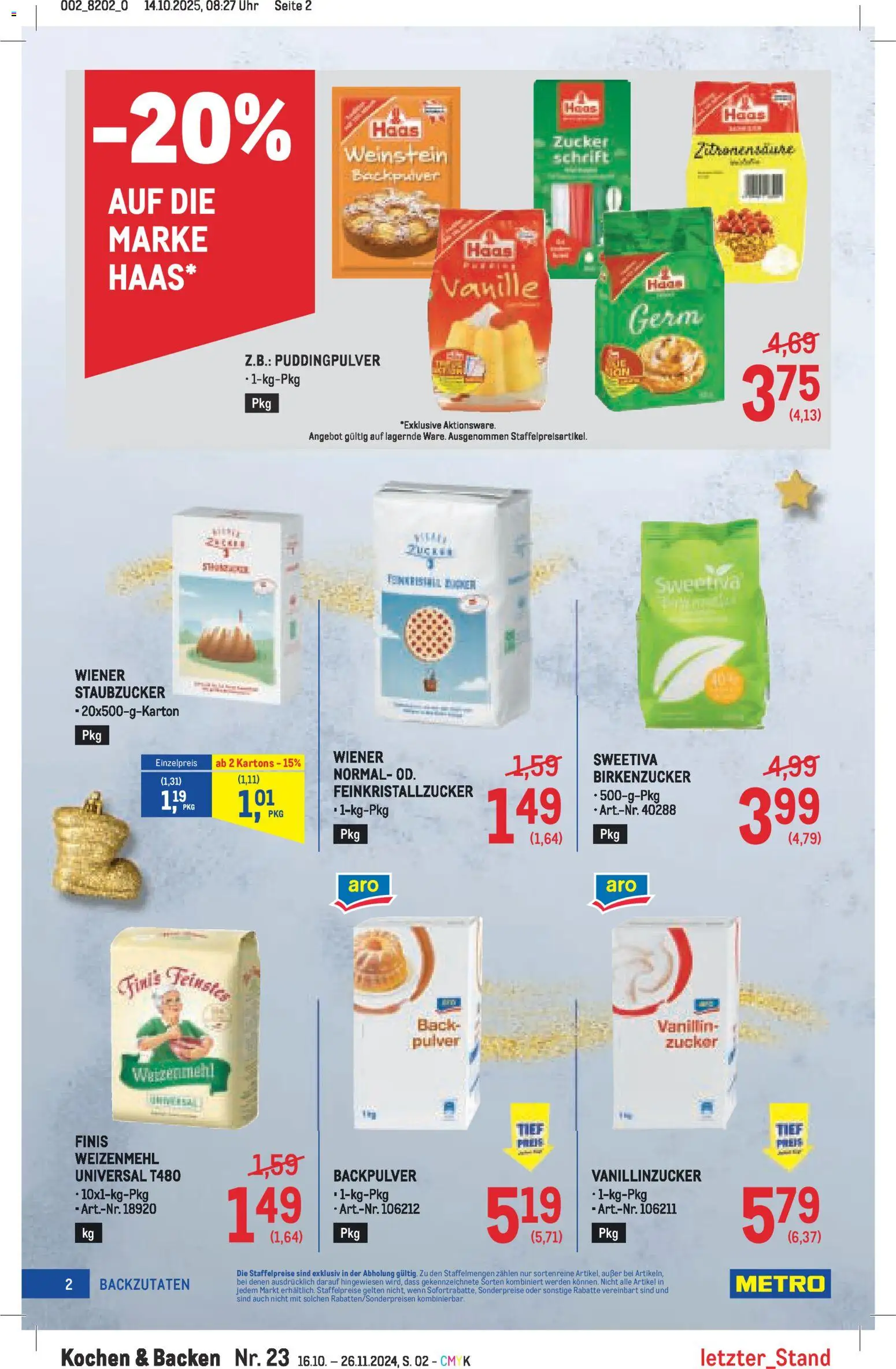 Metro Backen Spezial gültig ab 30.10.2025 | Seite: 2 | Produkte: Zucker, Uhr