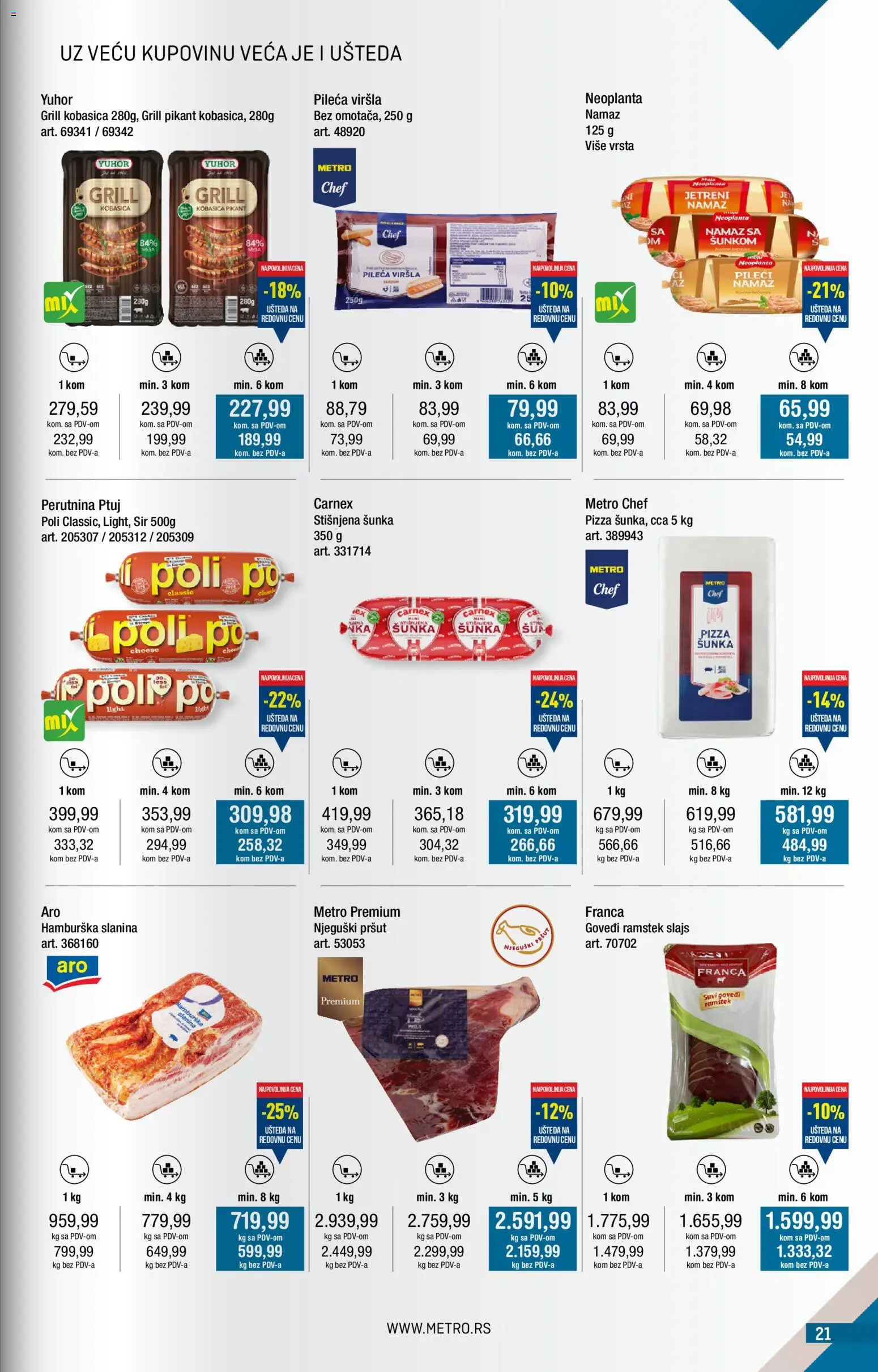 Metro katalog - važi od 01.12.2025 | Strana: 21 | Proizvode: Pršut, Šunka, Hamburska slanina, Kobasica