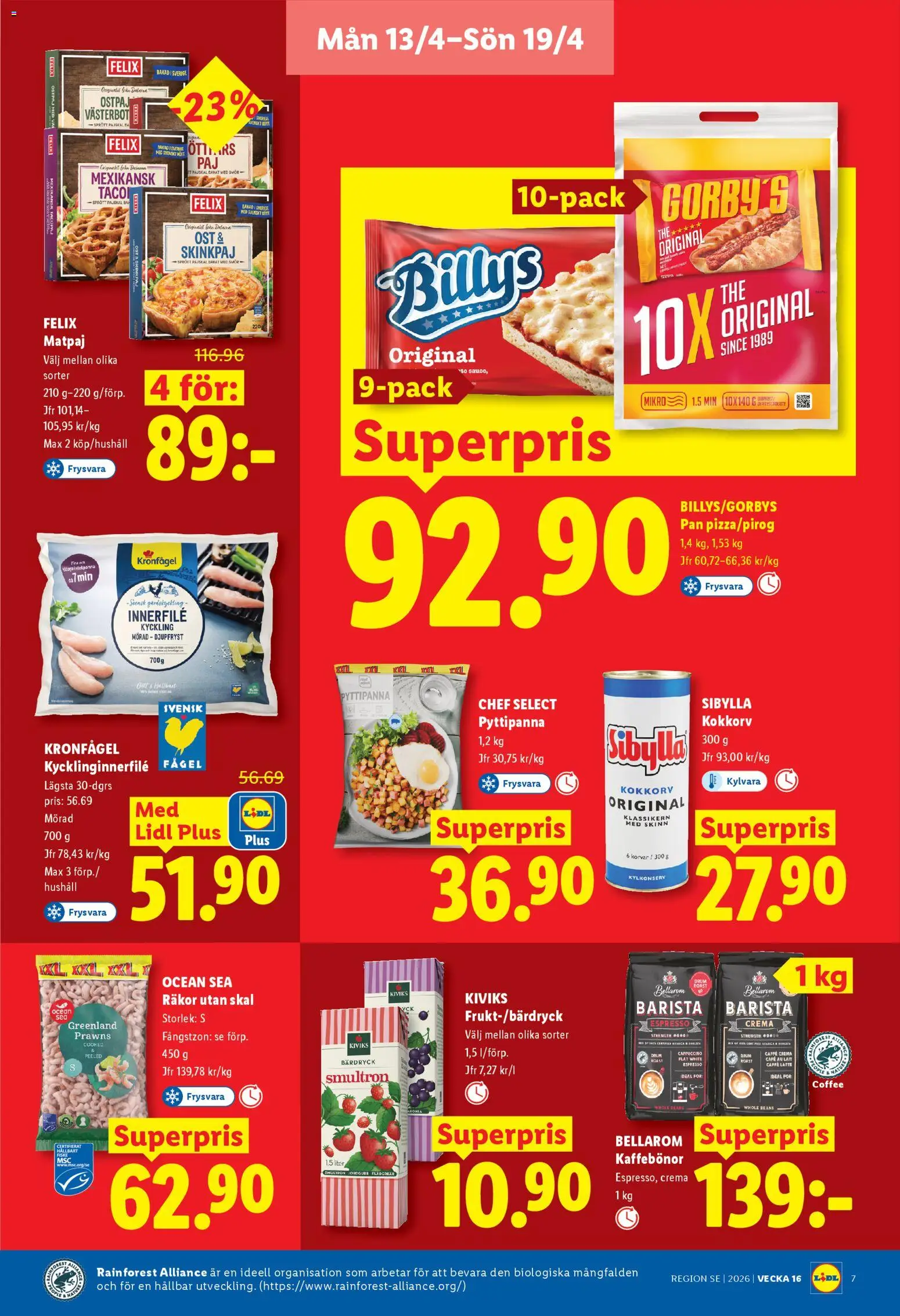 Lidl reklamblad aktuell från 13.04.2026 | Sida: 7 | Produkter: Räkor, Smör, Ost