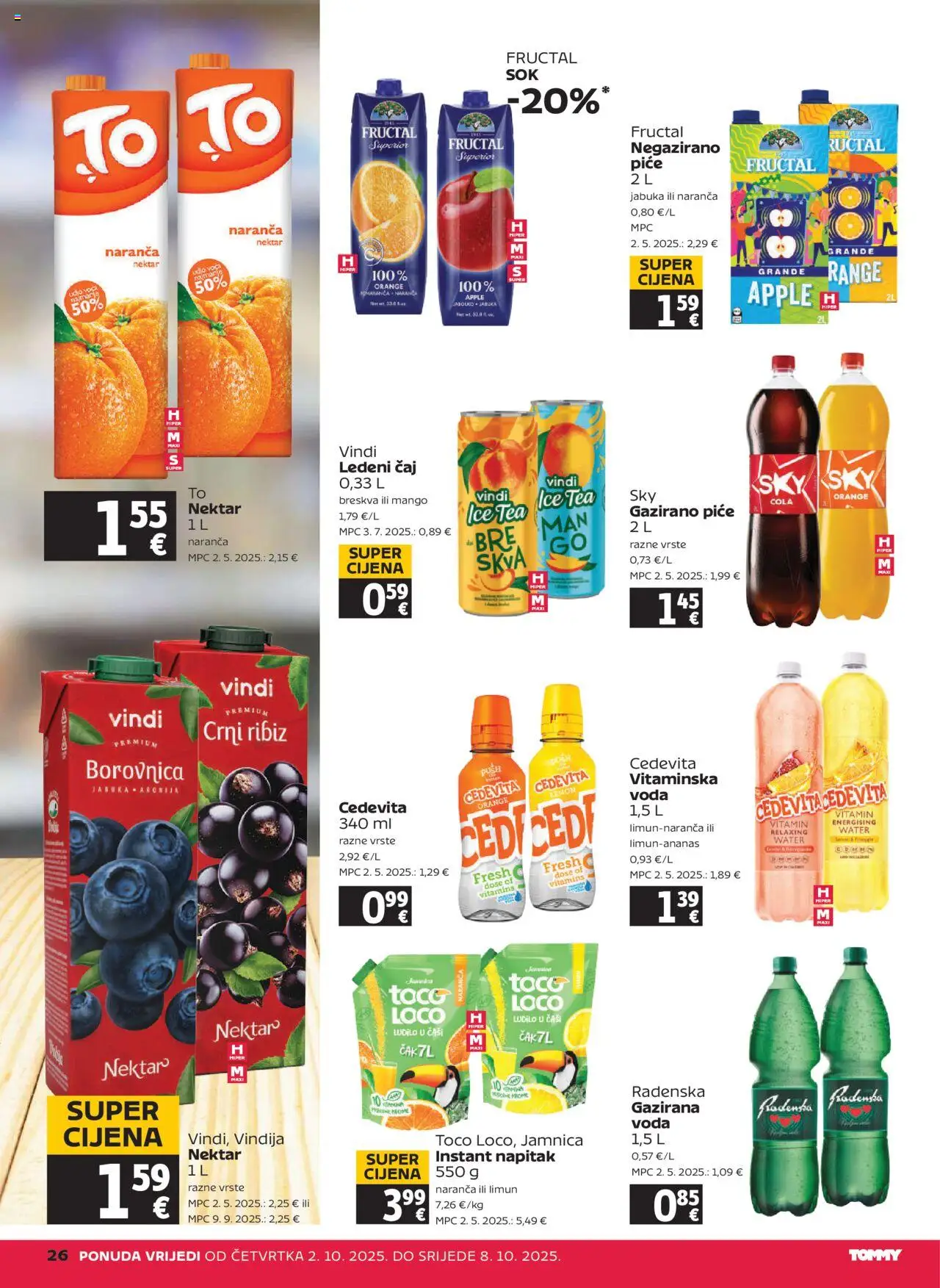 Tommy katalog | vrijedi od 02.10.2025 | Stranica: 26 | Proizvodi: Vindija, Čaj, Borovnica, Cedevita