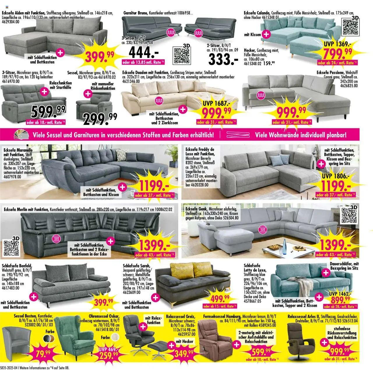 SB Möbel Boss Prospekt 	 - gültig ab dem 23.08.2025 | Seite: 4 | Produkte: Schlafsofa, Hocker, Bett, Kissen