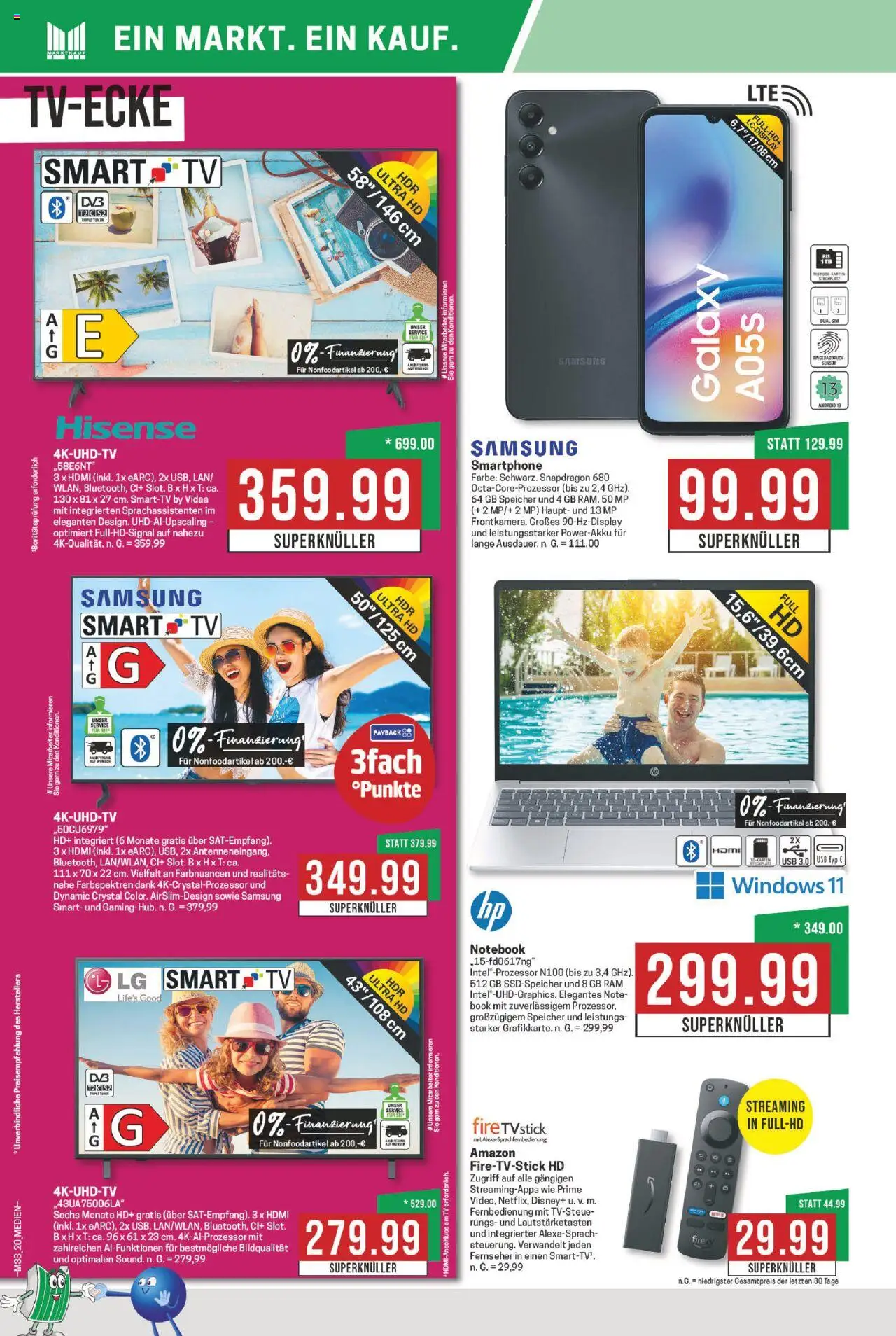 Marktkauf Prospekt 	 - gültig ab dem 11.08.2025 | Seite: 20 | Produkte: Hisense, Samsung, Notebook, Smartphone