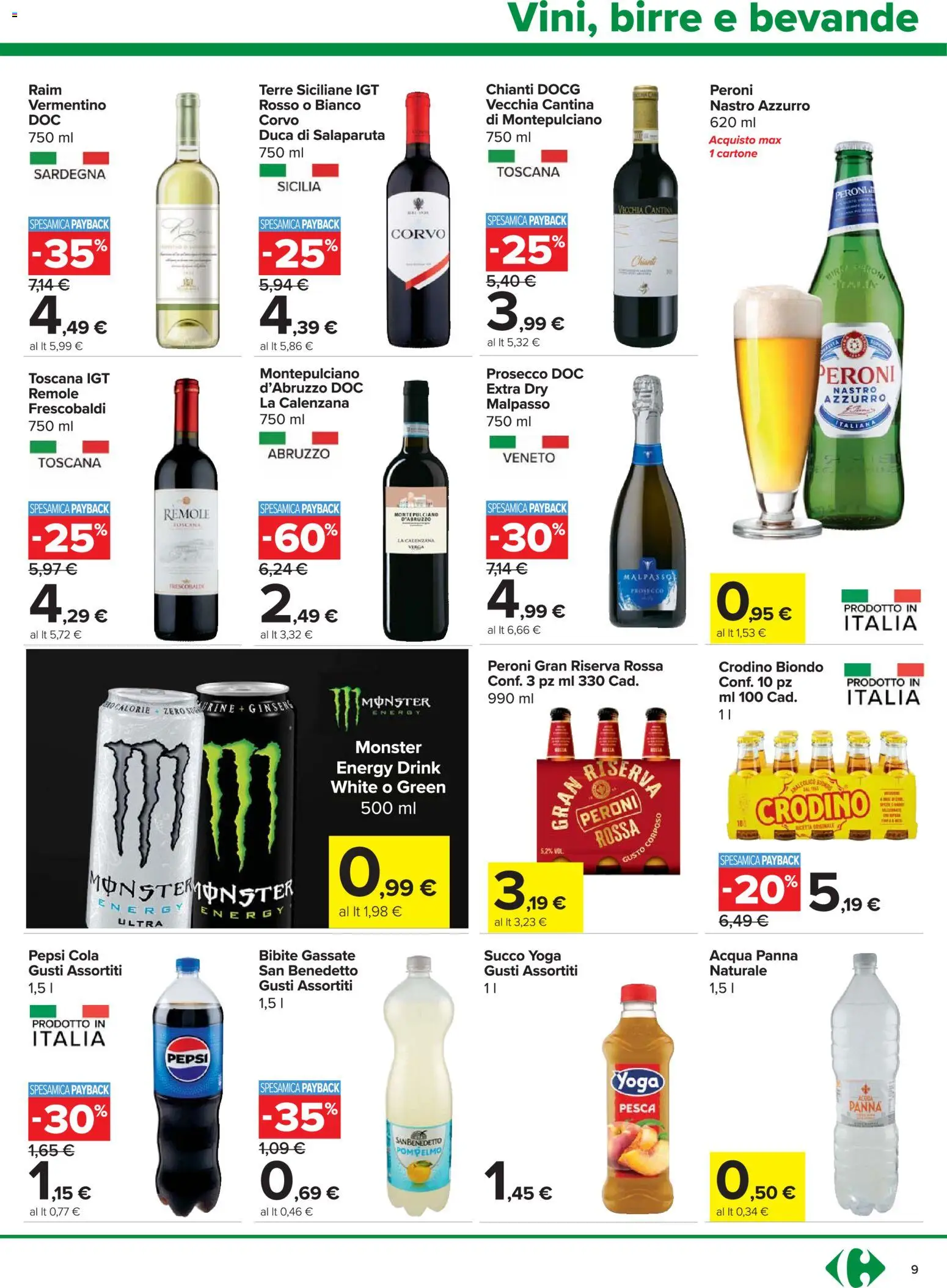 Volantino Carrefour del 06.11.2025 | Pagina: 9 | Prodotti: Panna, Pompelmo, Acqua, Pesca