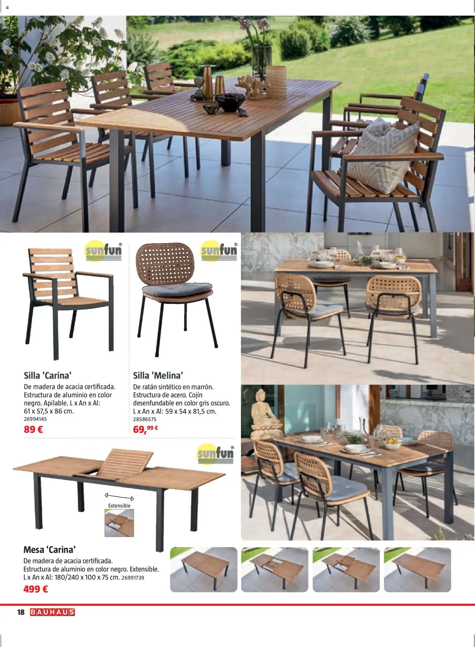 Bauhaus Verano │ válido desde el 16.03.2026 | Página: 18 | Productos: Cojín, Mesa, Silla
