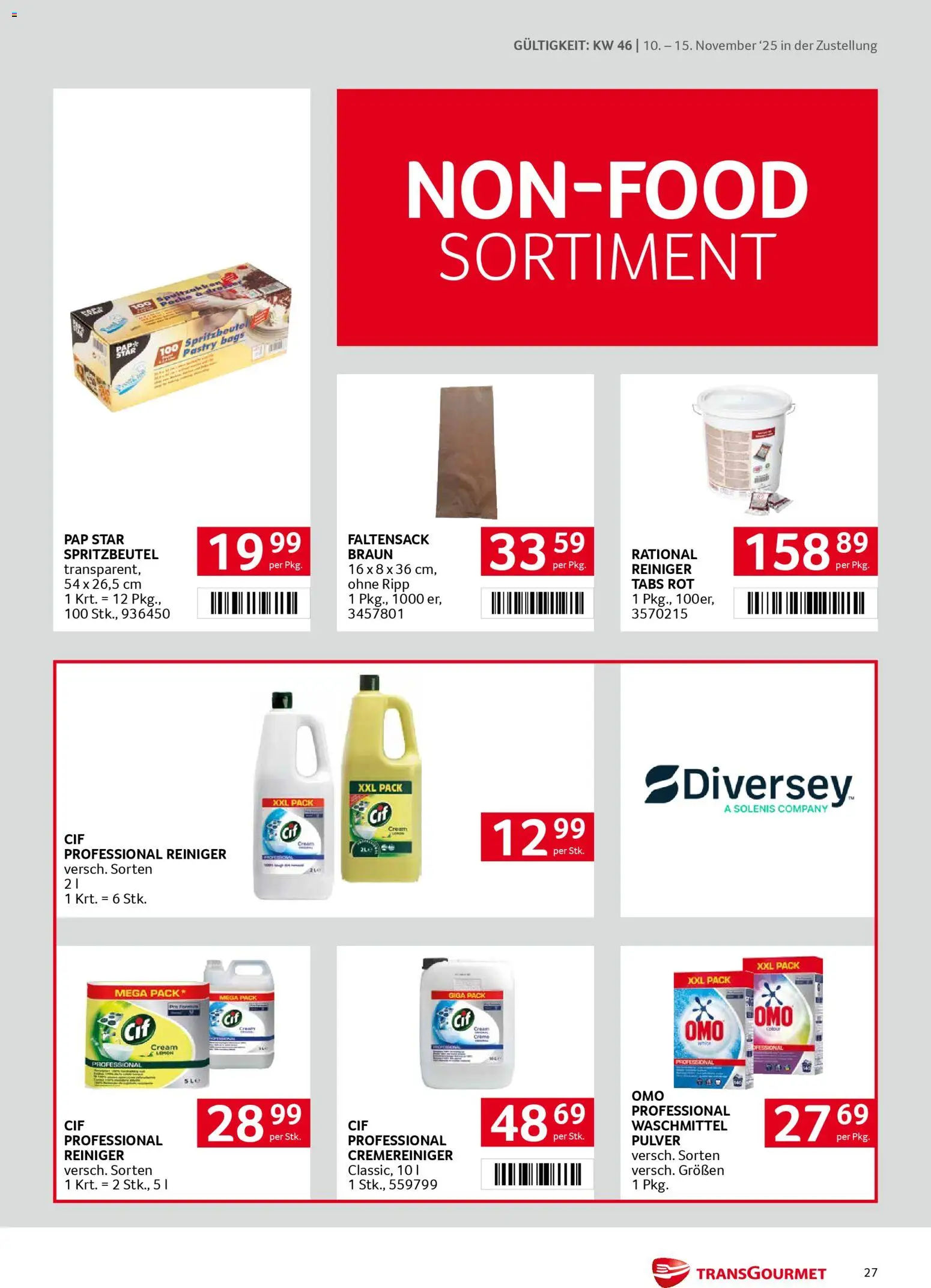 Transgourmet Zustellaktion gültig ab 10.11.2025 | Seite: 27 | Produkte: Creme, Waschmittel