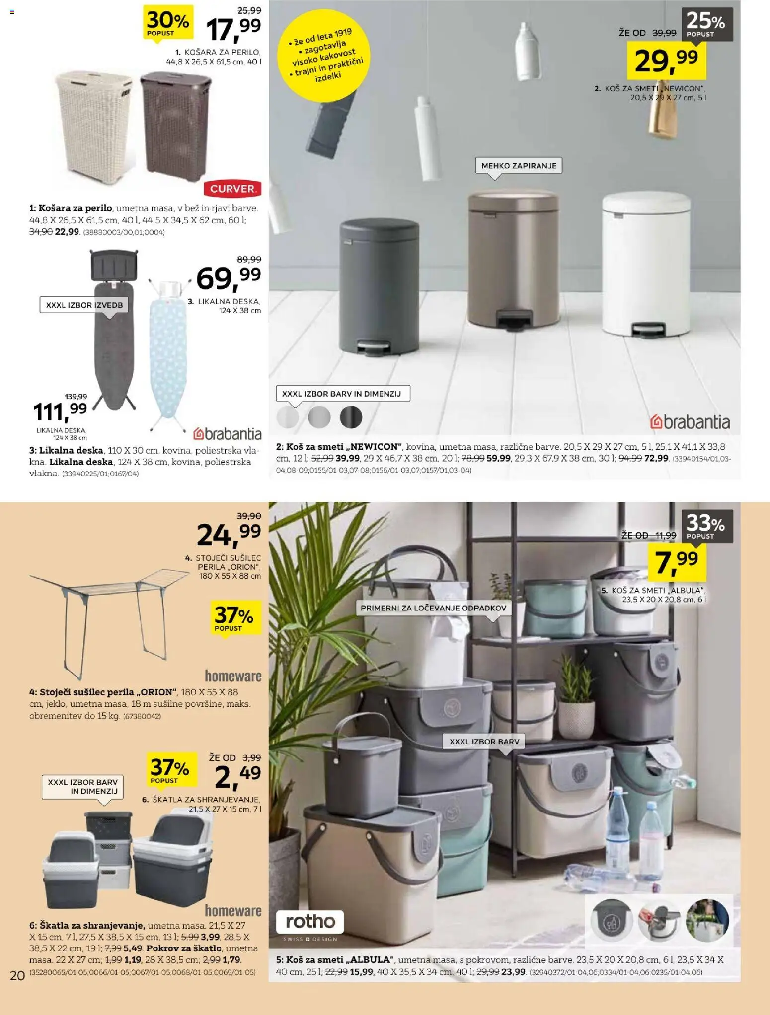 Novi XXXL Lesnina katalog ponudbe – veljaven od 17.02.2026 | Stran: 20 | Izdelki: Likalna deska, Košara, Skatla, Koš za smeti