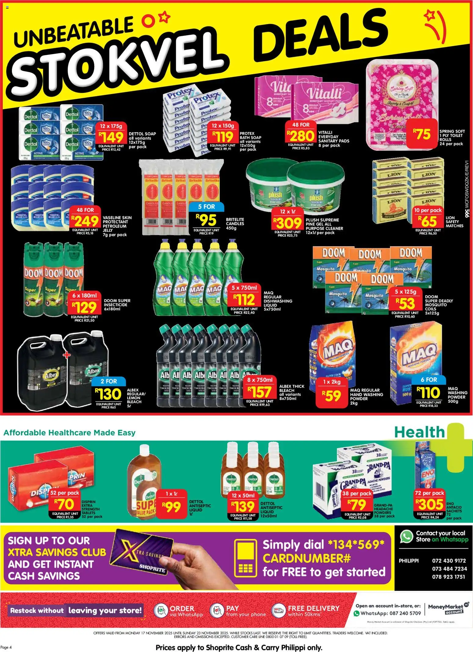 New Shoprite catalogue – valid from 17.11.2025 | Page: 4 | Products: Toilet, Bath, Soap, Lemon