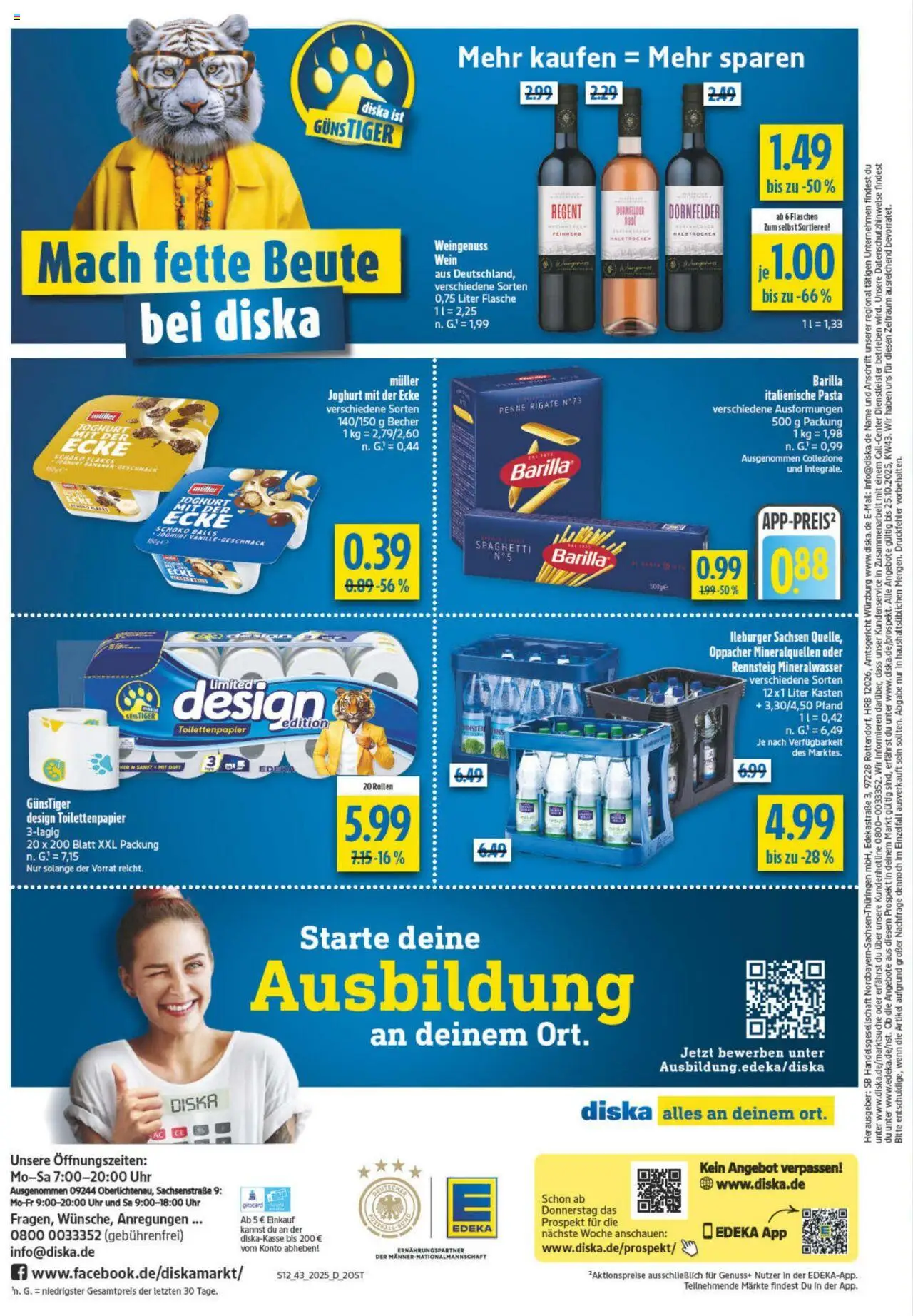 Diska - Diska Angebote Sachsen-Thüringen KW43 – gültig ab 20.10.2025 | Seite: 12 | Produkte: Duft, Mineralwasser, Pasta, Uhr