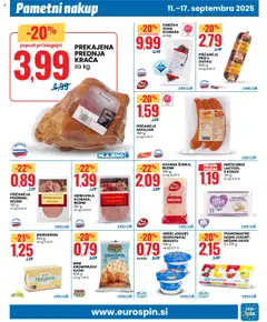 Novi Eurospin katalog ponudbe – veljaven od 11.09.2025 | Stran: 7 | Izdelki: Prsi v ovitku, Margarina, Njoki, Sunka