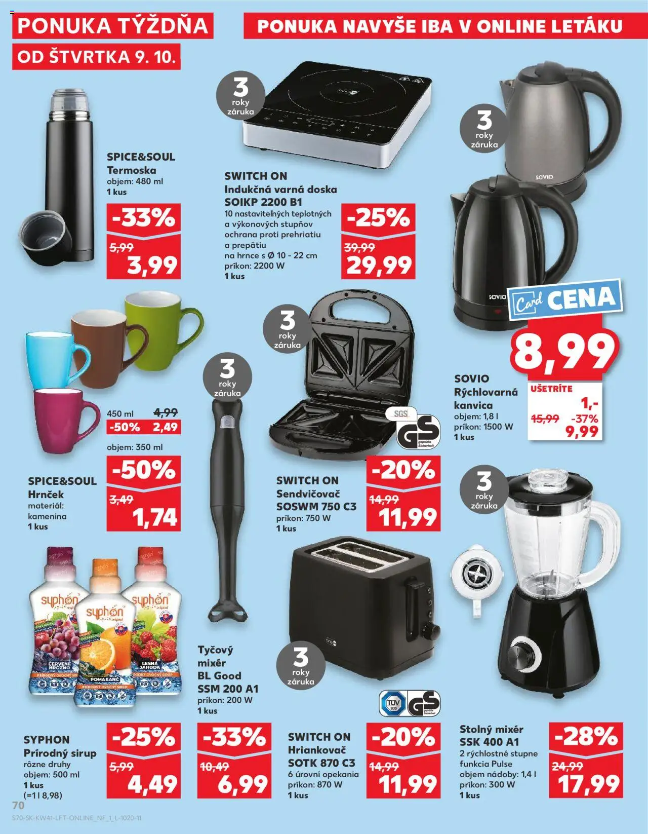 Nové Kaufland akcie – leták je platný od 09.10.2025 | Strana: 70 | Produkty: Indukčná varná doska, Varná doska, Mixér, Tyčový mixér