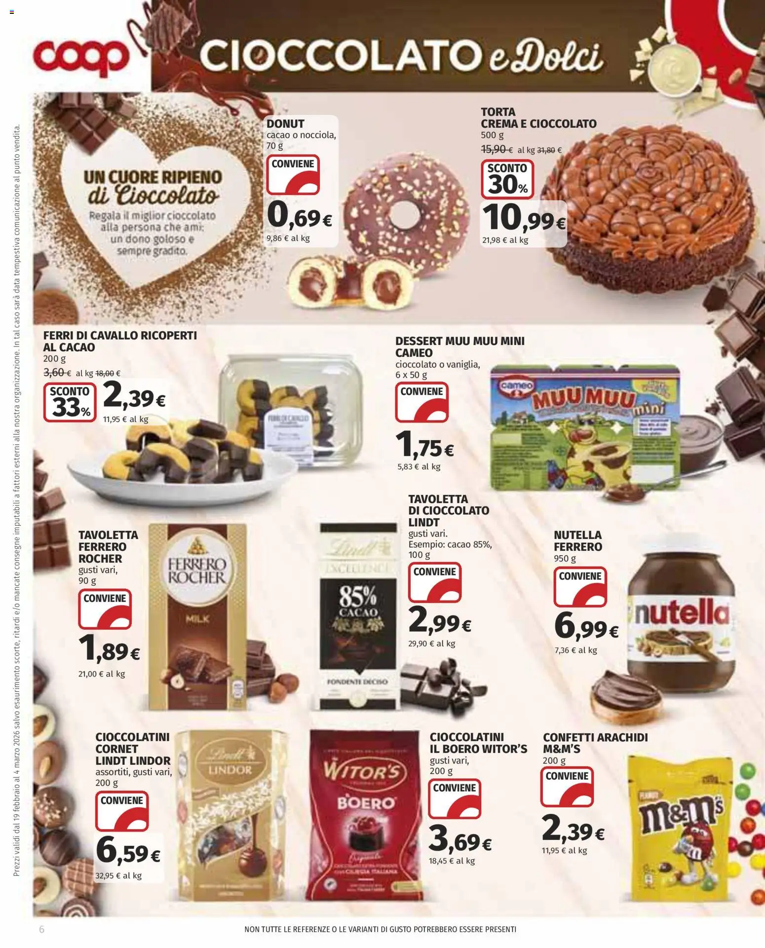 Volantino COOP del 19.02.2026 | Pagina: 6 | Prodotti: Cioccolato, Data, Arachidi, Cioccolatini