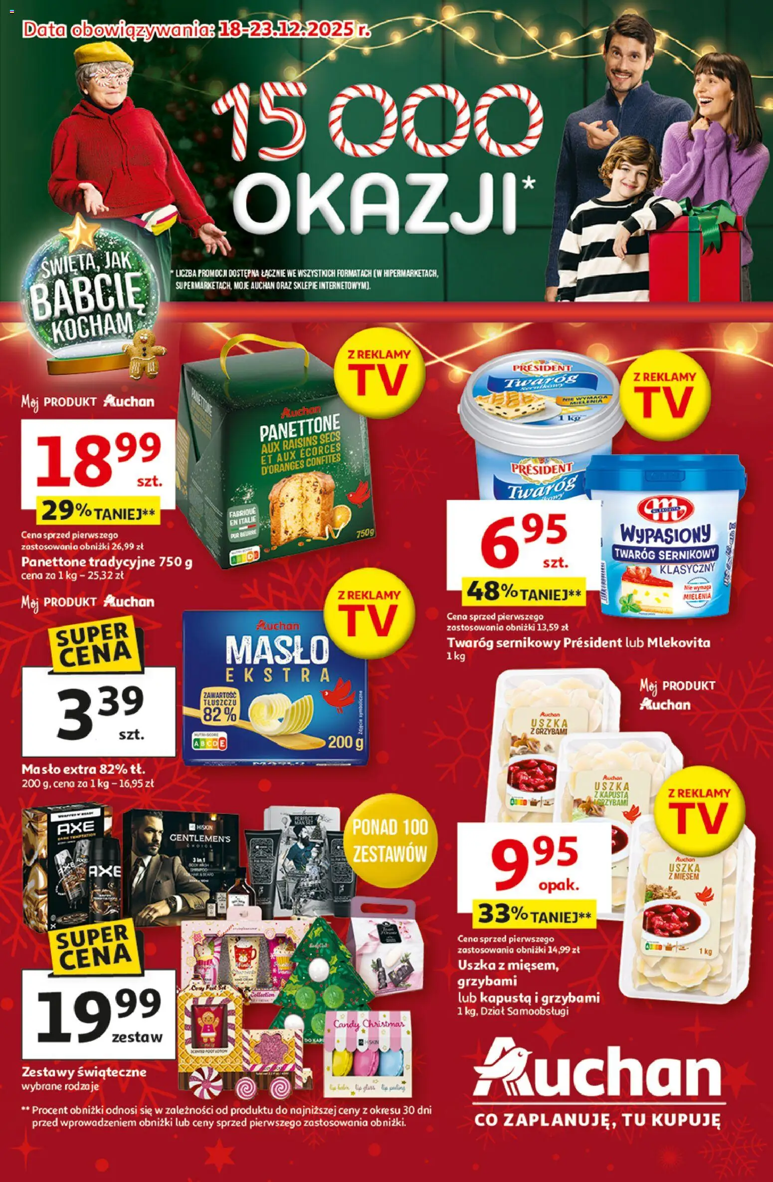 Auchan Gazetka - Święta jak babcię kocham Hipermarket od 18.12.2025 | Strona: 1 | Produkty: Kapusta, Masło, Twaróg