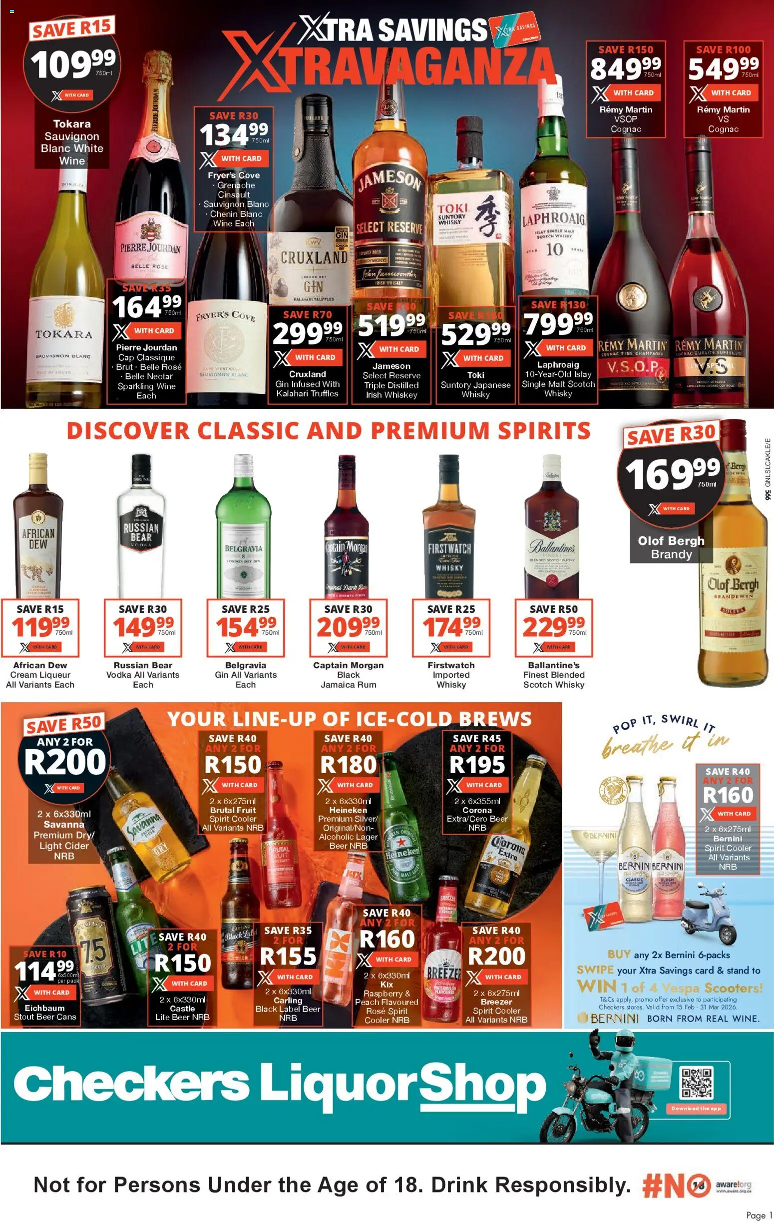 New Checkers catalogue – valid from 24.02.2026 | Page: 1 | Products: Beer, Gin, Vodka, Whiskey