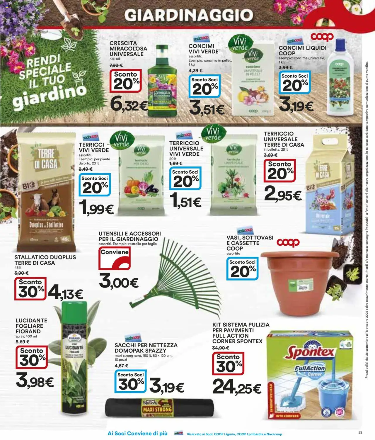 Volantino Ipercoop del 25.09.2025 | Pagina: 23 | Prodotti: Concime, Pellet, Rastrello, Terriccio