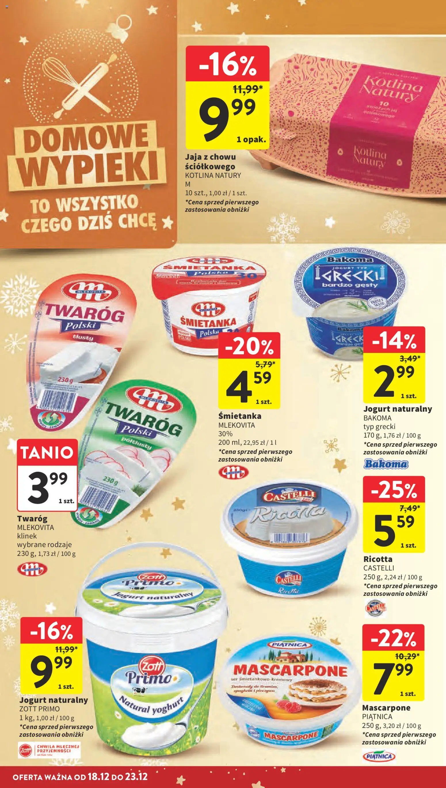 Intermarche Gazetka od 18.12.2025 | Strona: 24 | Produkty: Mascarpone, Twaróg, Ricotta, Jaja