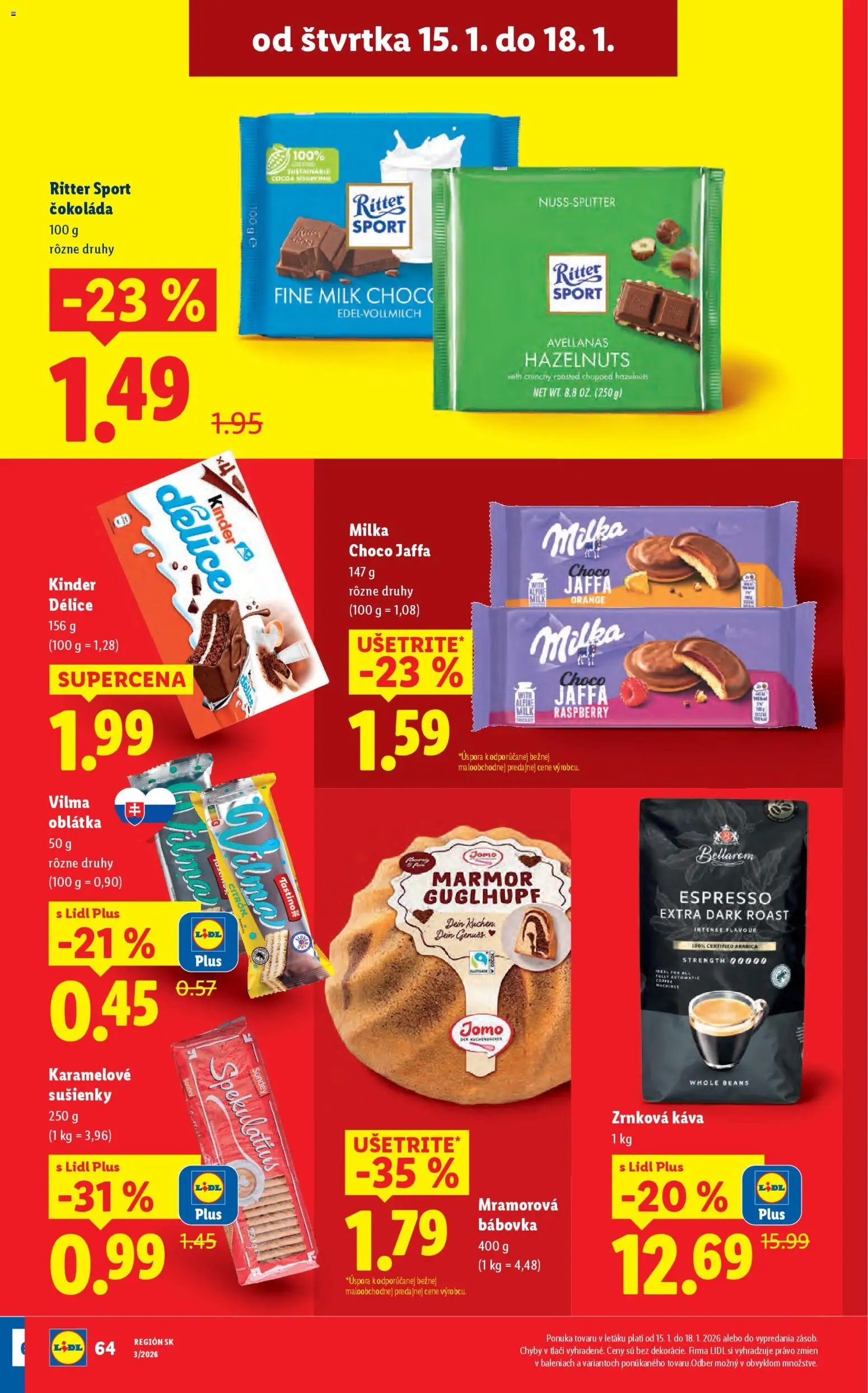 Nové Lidl akcie – leták je platný od 12.01.2026 | Strana: 66 | Produkty: Káva, Čokoláda, Milka, Zrnková káva