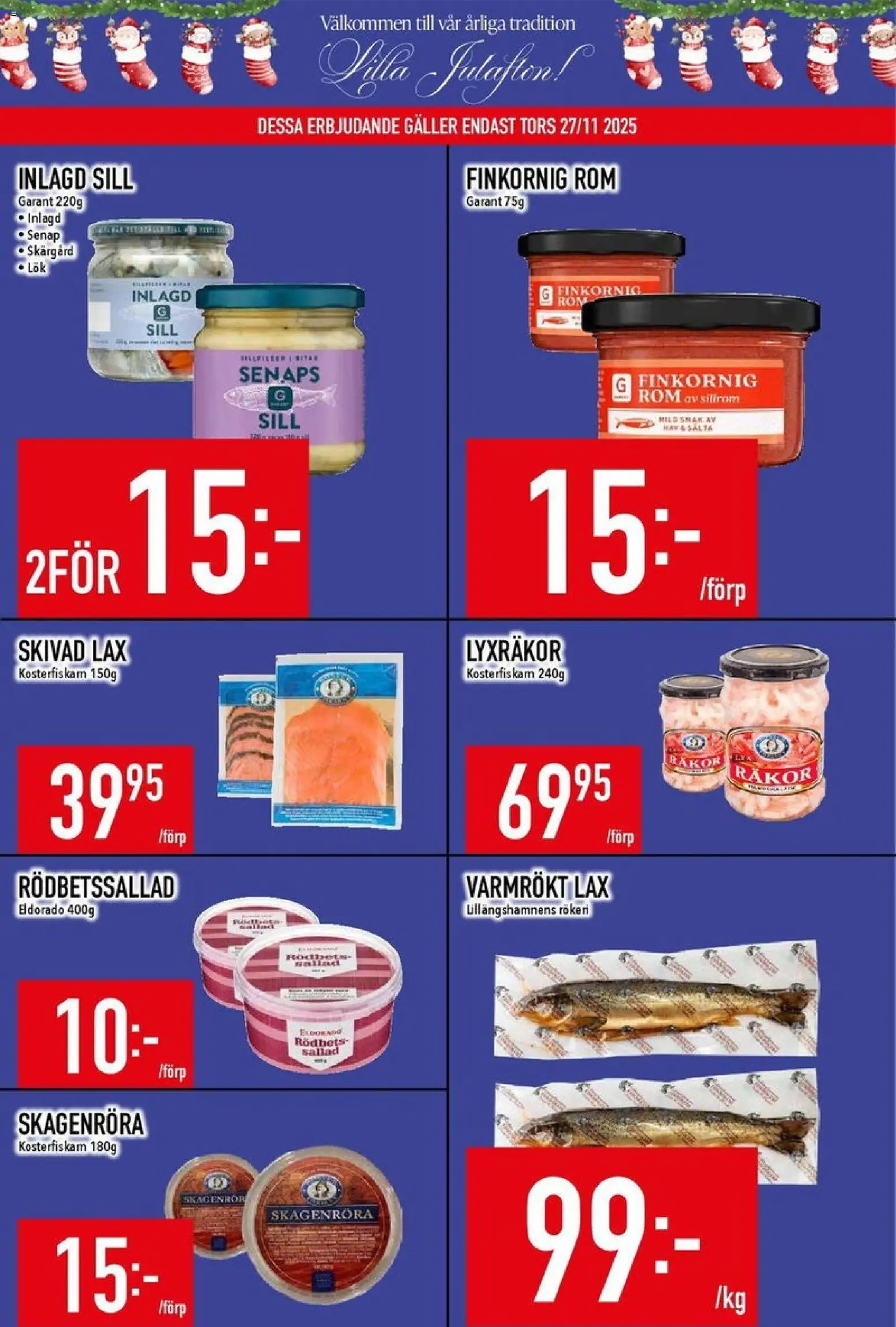 Matdax reklamblad aktuell från 24.11.2025 | Sida: 5 | Produkter: Galler, Räkor, Lax, Sallad