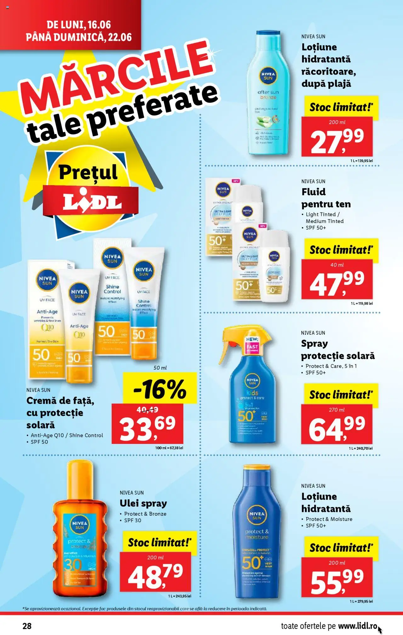 Catalog Lidl – valabil de la 16.06.2025 | Pagină: 28 | Produse: Cremă, Ulei, Protecție solară
