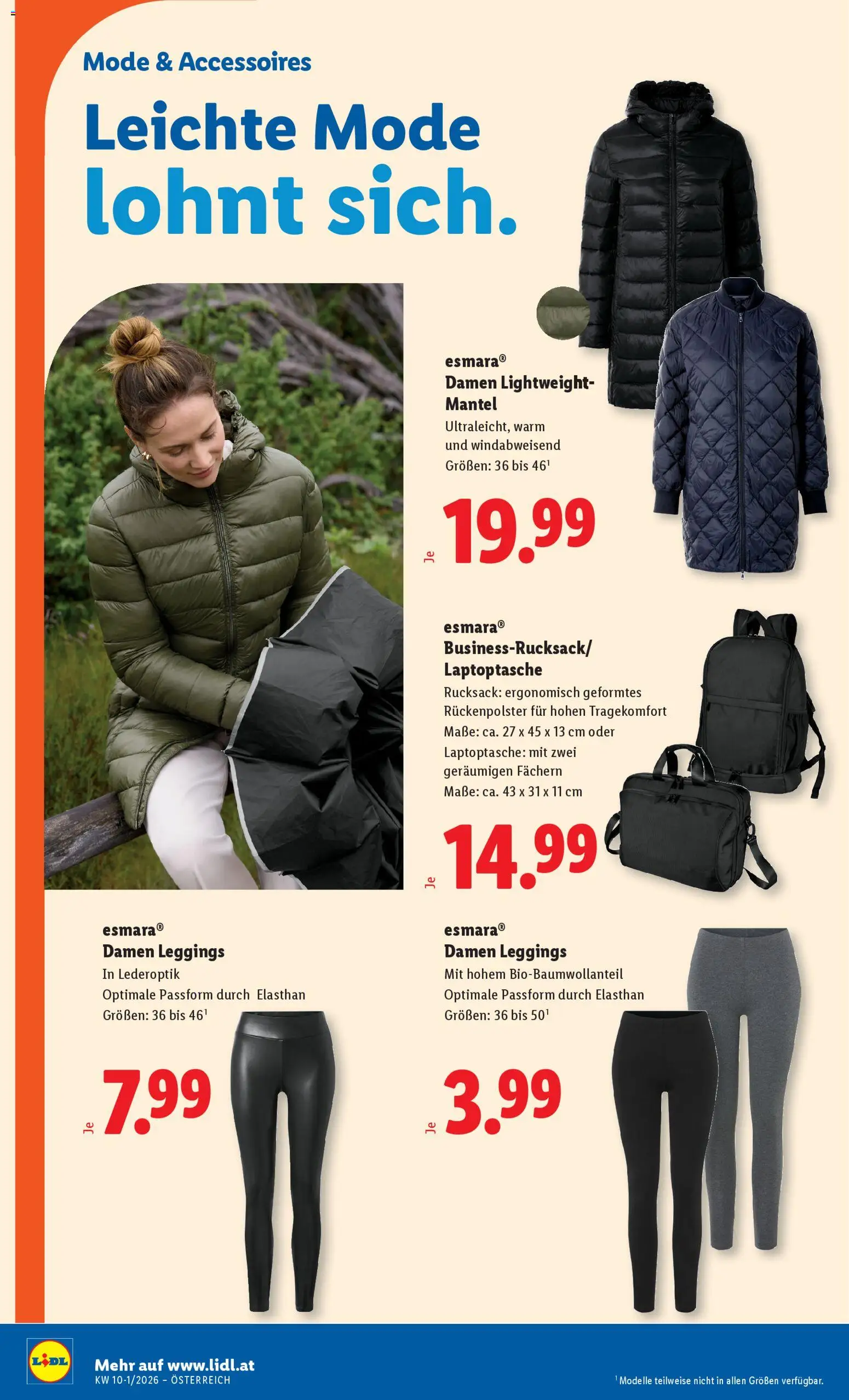 Lidl Flugblatt gültig ab 26.02.2026 | Seite: 35 | Produkte: Mantel, Leggings, Rucksack