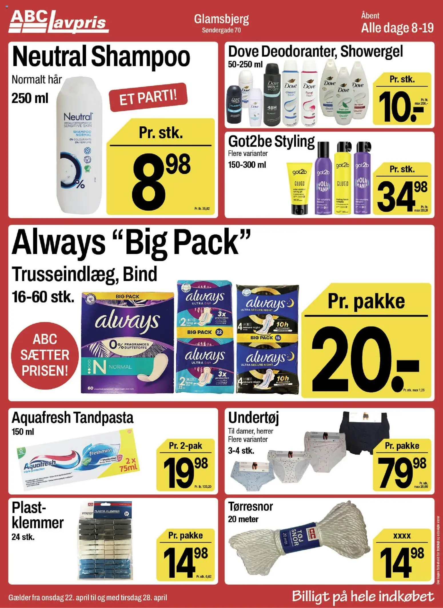 Abc Lavpris tilbudsavis – gyldig fra 22.04.2026 | Side: 11 | Produkter: Shampoo, Tandpasta, Undertøj