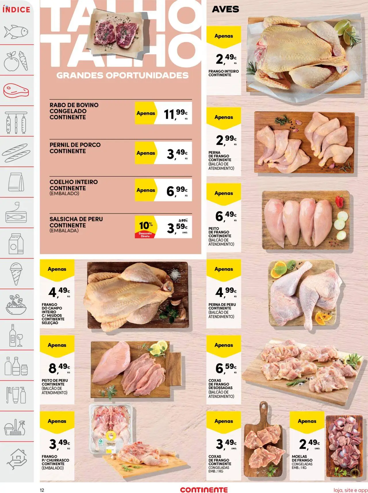 Continente folheto │ válido de 30.09.2025 | Página: 12 | Produtos: Peito de frango, Peito de peru, Pernil, Salsicha