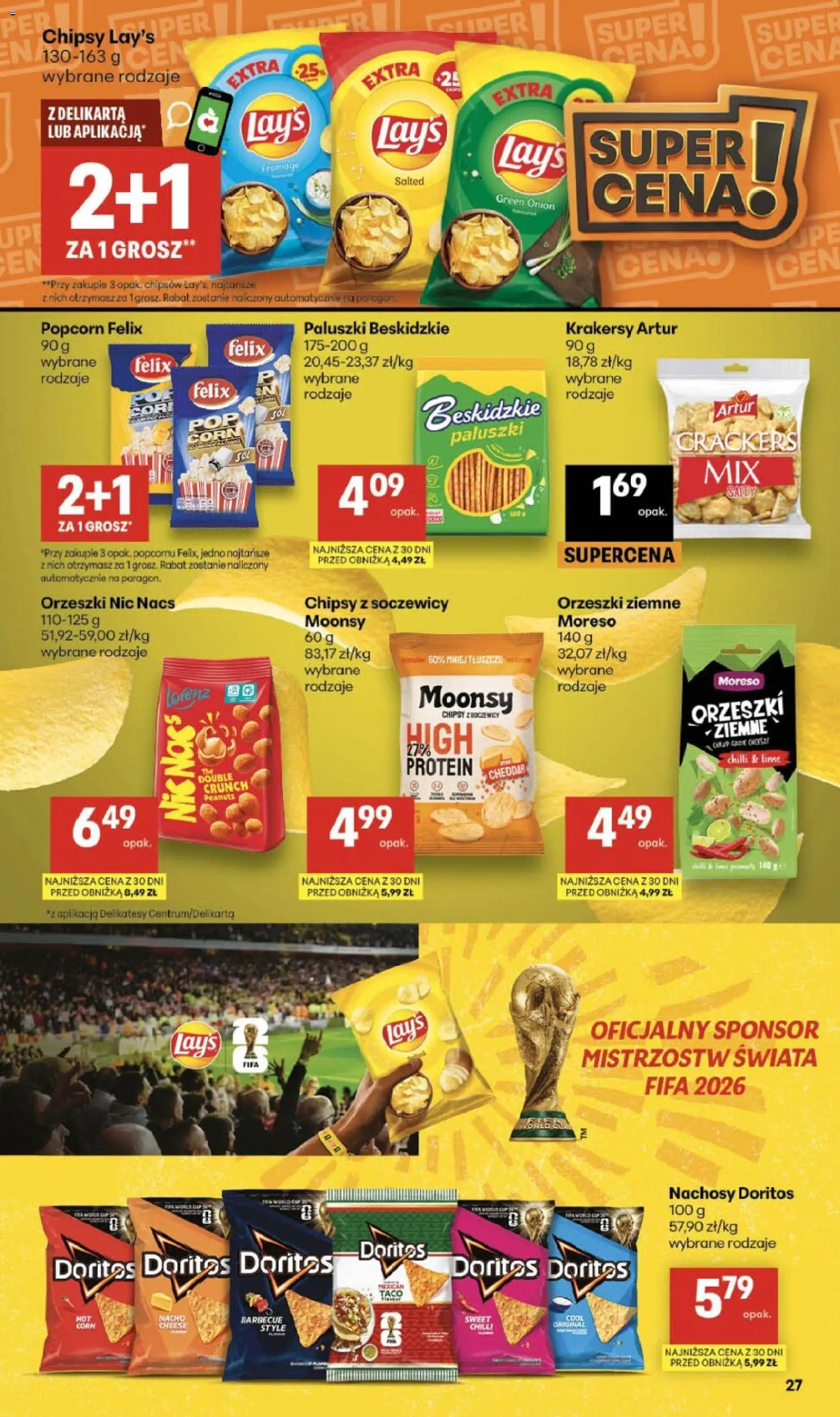 Delikatesy Centrum gazetka od 30.04.2026 | Strona: 27 | Produkty: Chipsy, Paluszki, Popcorn, Cheddar