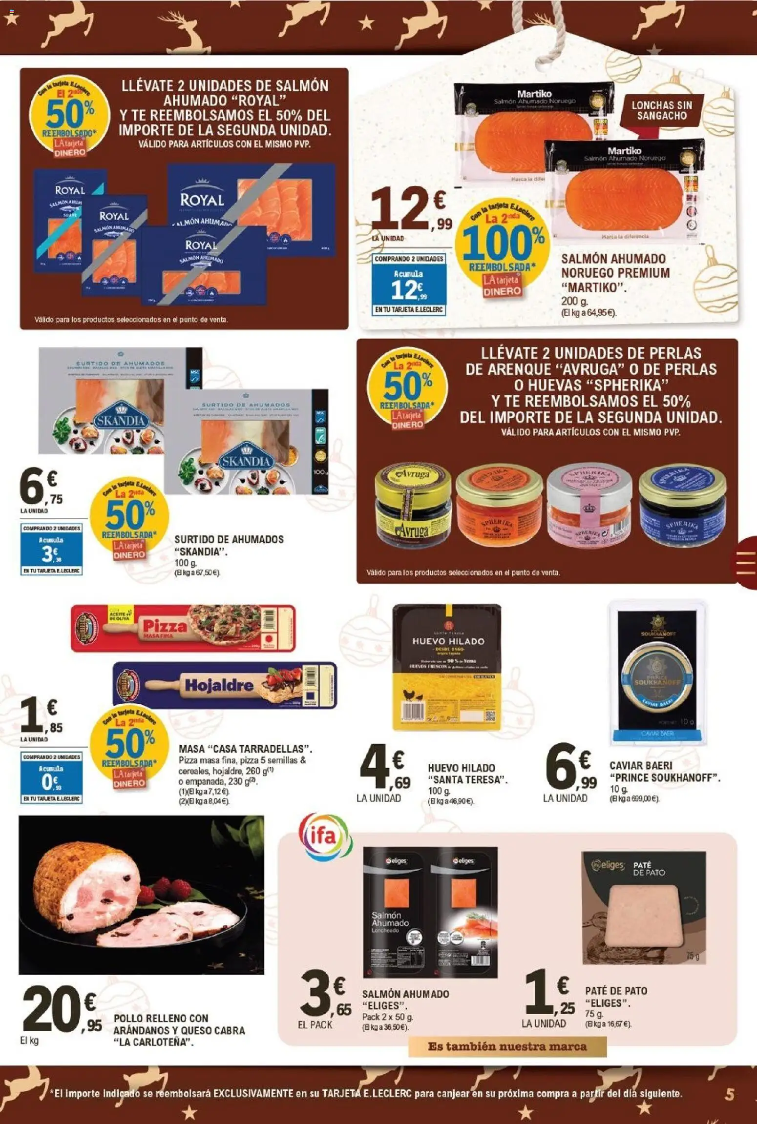 E.Leclerc folleto │ válido desde el 15.12.2025 | Página: 5 | Productos: Aceite, Paté, Té, Salmón ahumado