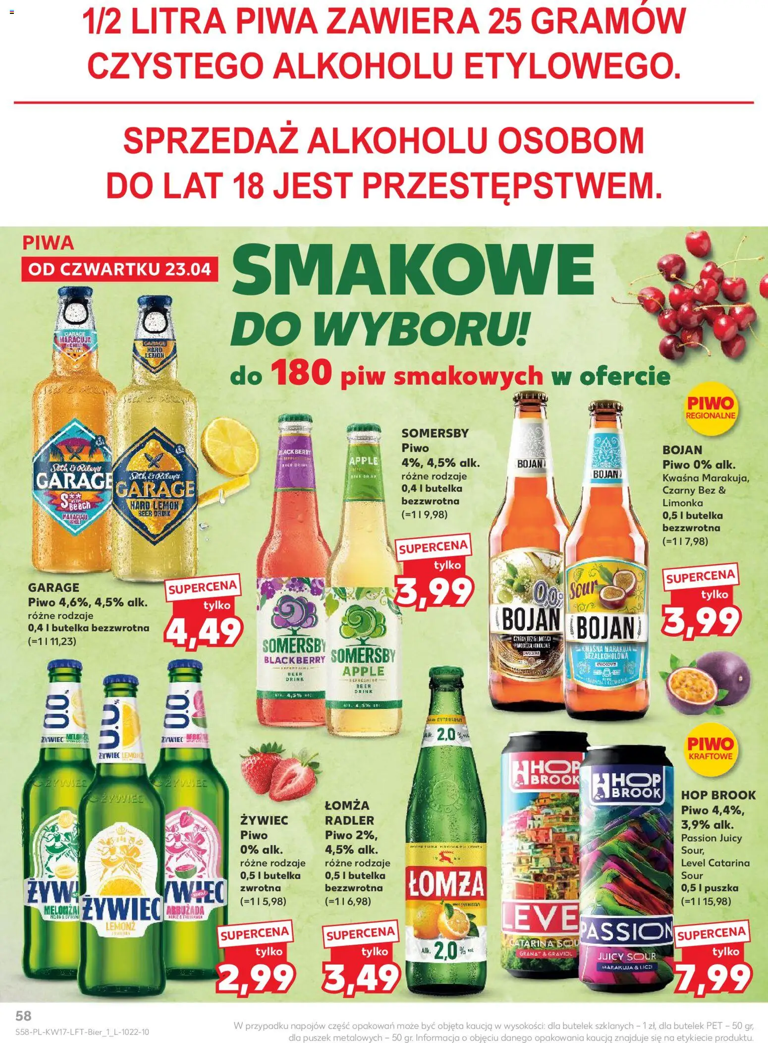 Kaufland gazetka od 23.04.2026 | Strona: 58 | Produkty: Limonka, Piwo, Somersby