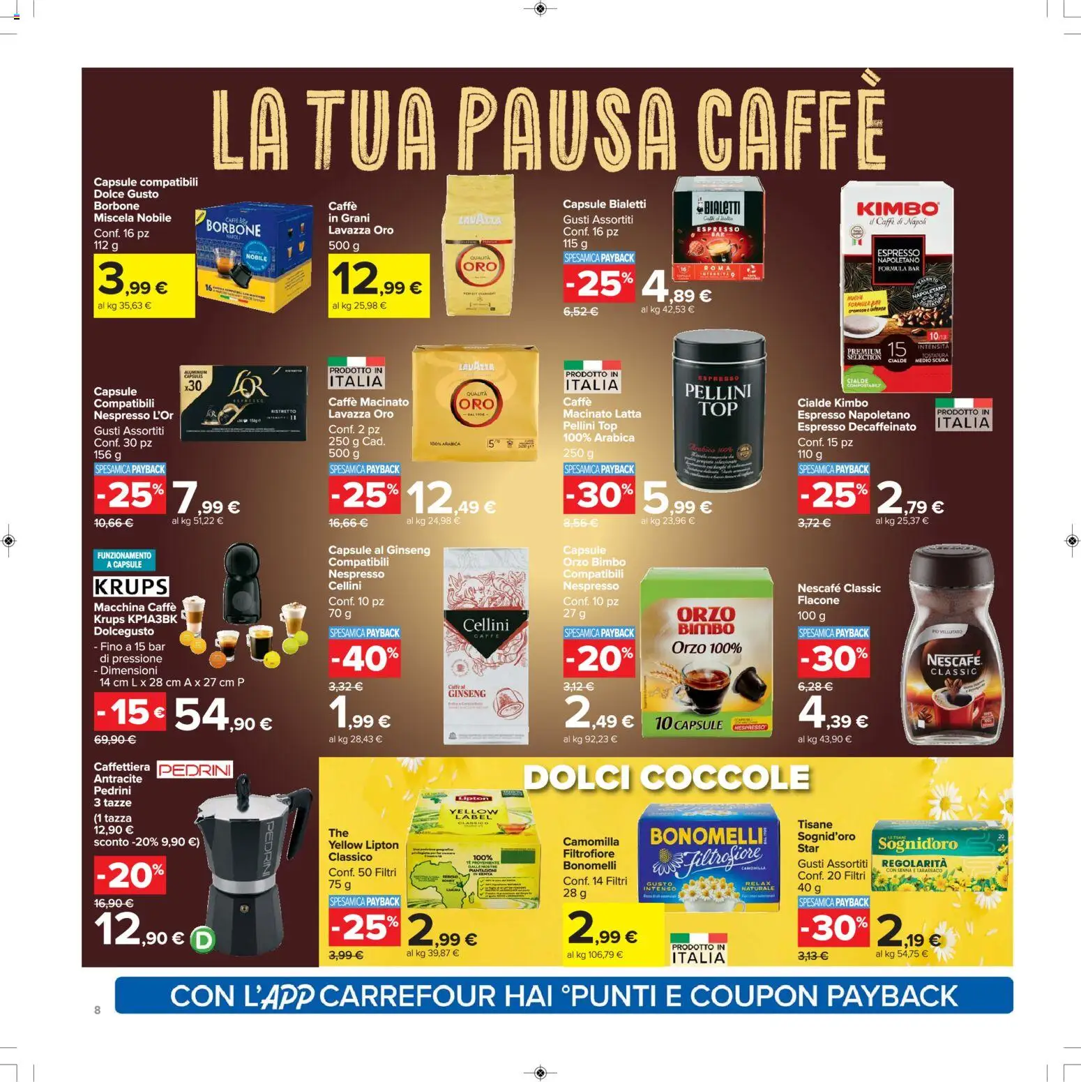 Volantino Carrefour del 15.01.2026 | Pagina: 8 | Prodotti: Caffè, Top, Lavazza, Macinato