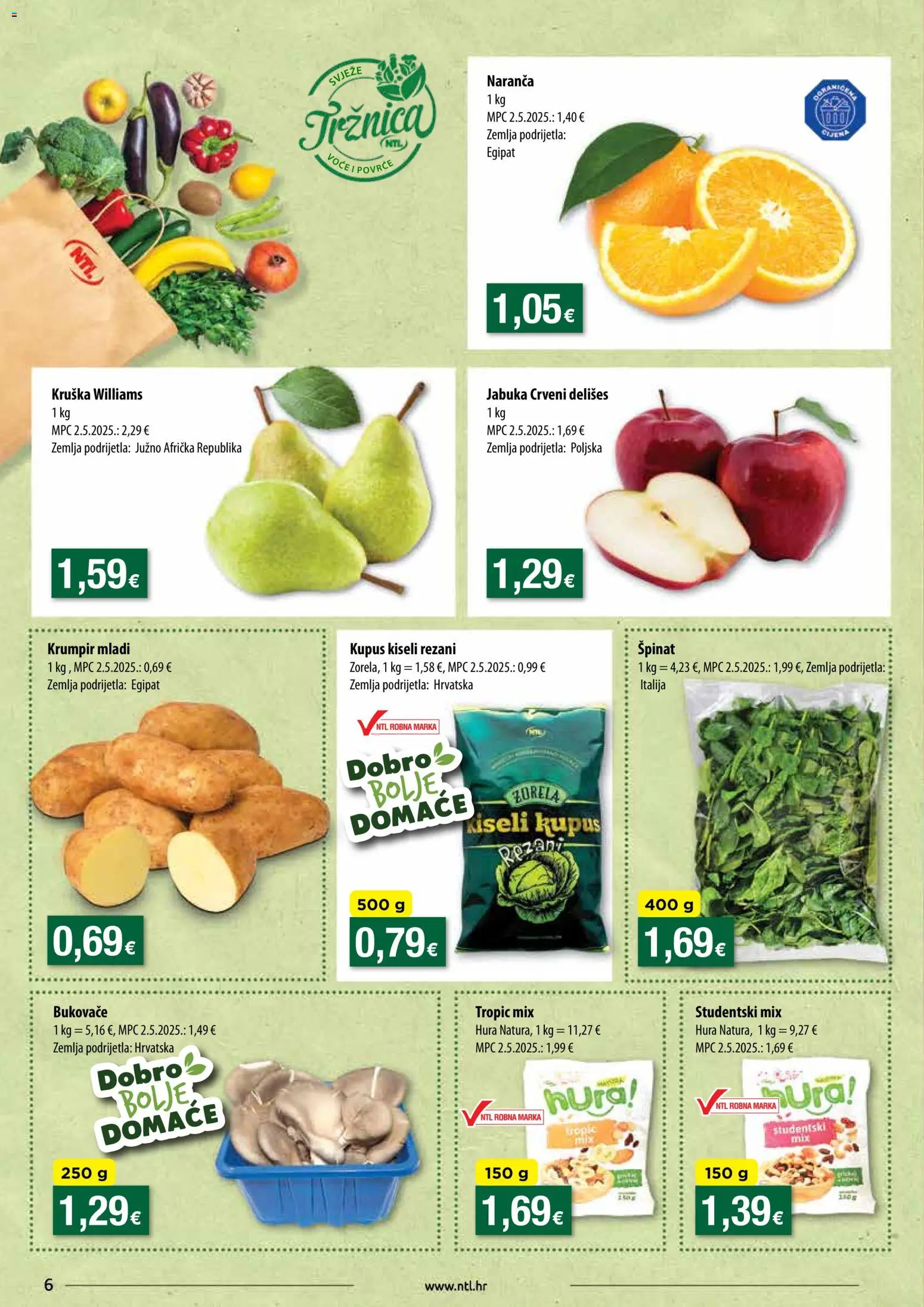 NTL katalog | vrijedi od 11.03.2026 | Stranica: 6 | Proizvodi: Špinat, Povrće, Kruška, Jabuka