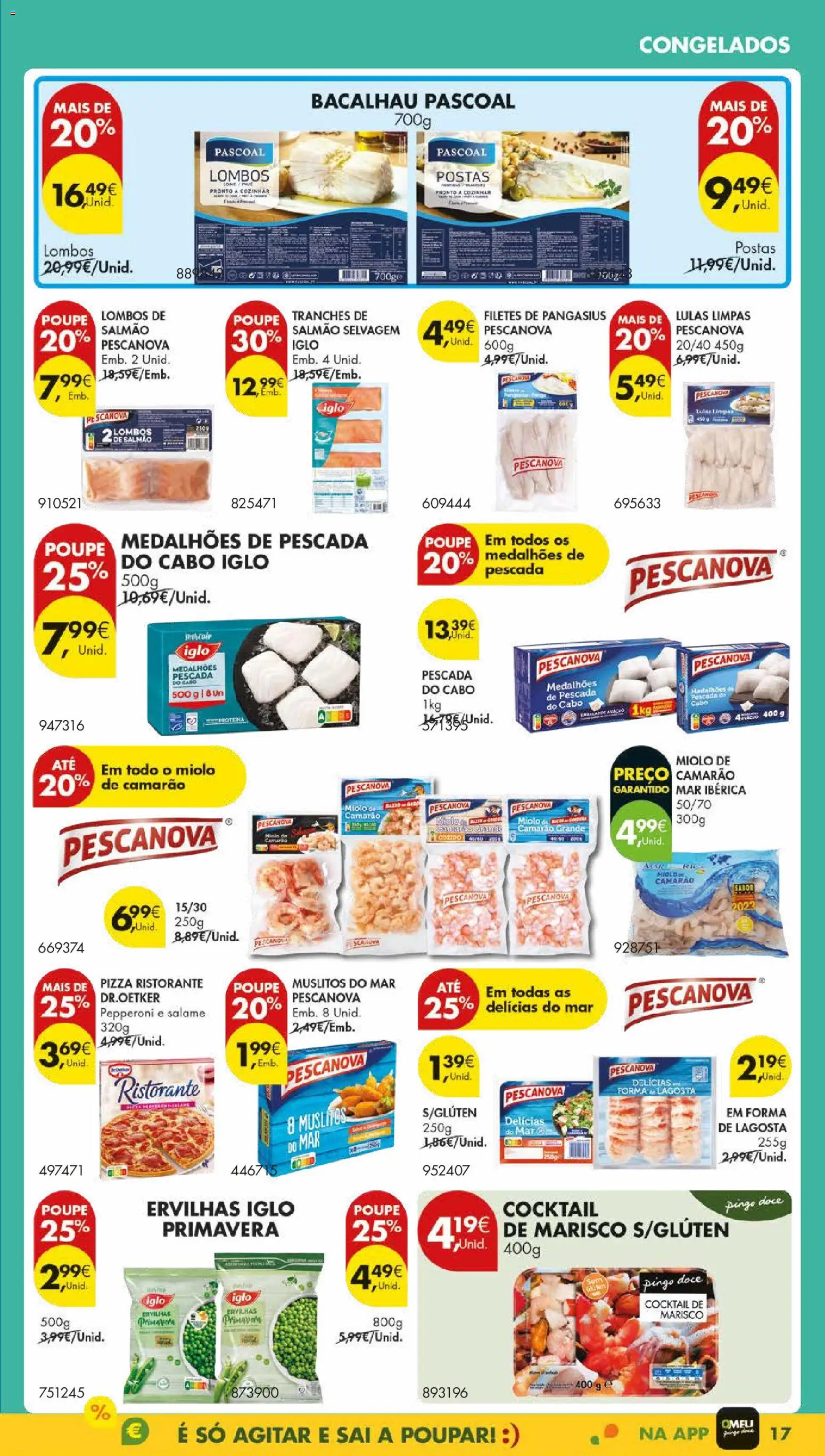 Pingo Doce folheto │ válido de 04.11.2025 | Página: 23 | Produtos: Camarão, Pescada do cabo, Salmão, Salame