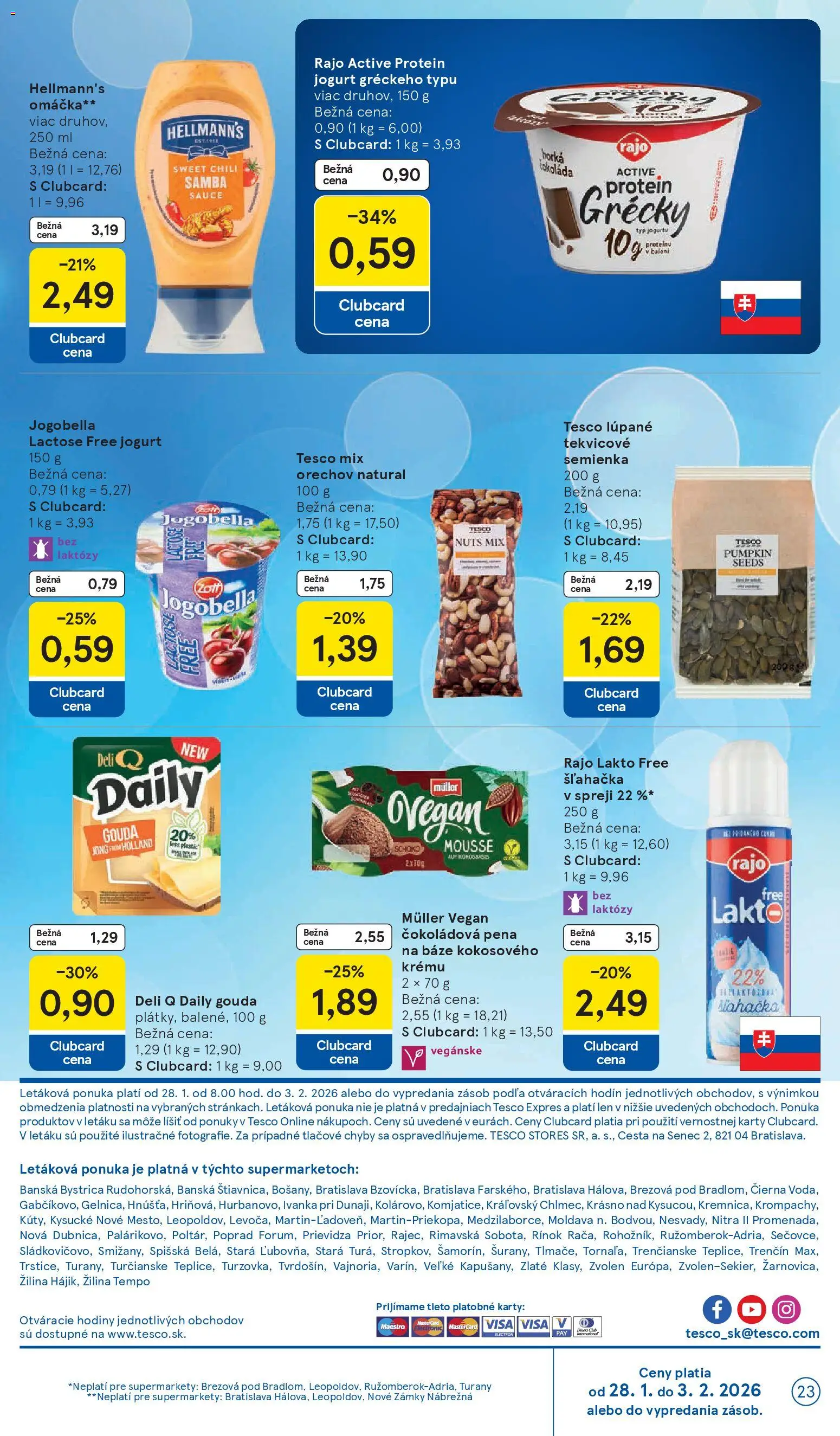 Nové Tesco akcie – leták je platný od 28.01.2026 | Strana: 23 | Produkty: Hodiny, Protein, Šľahačka
