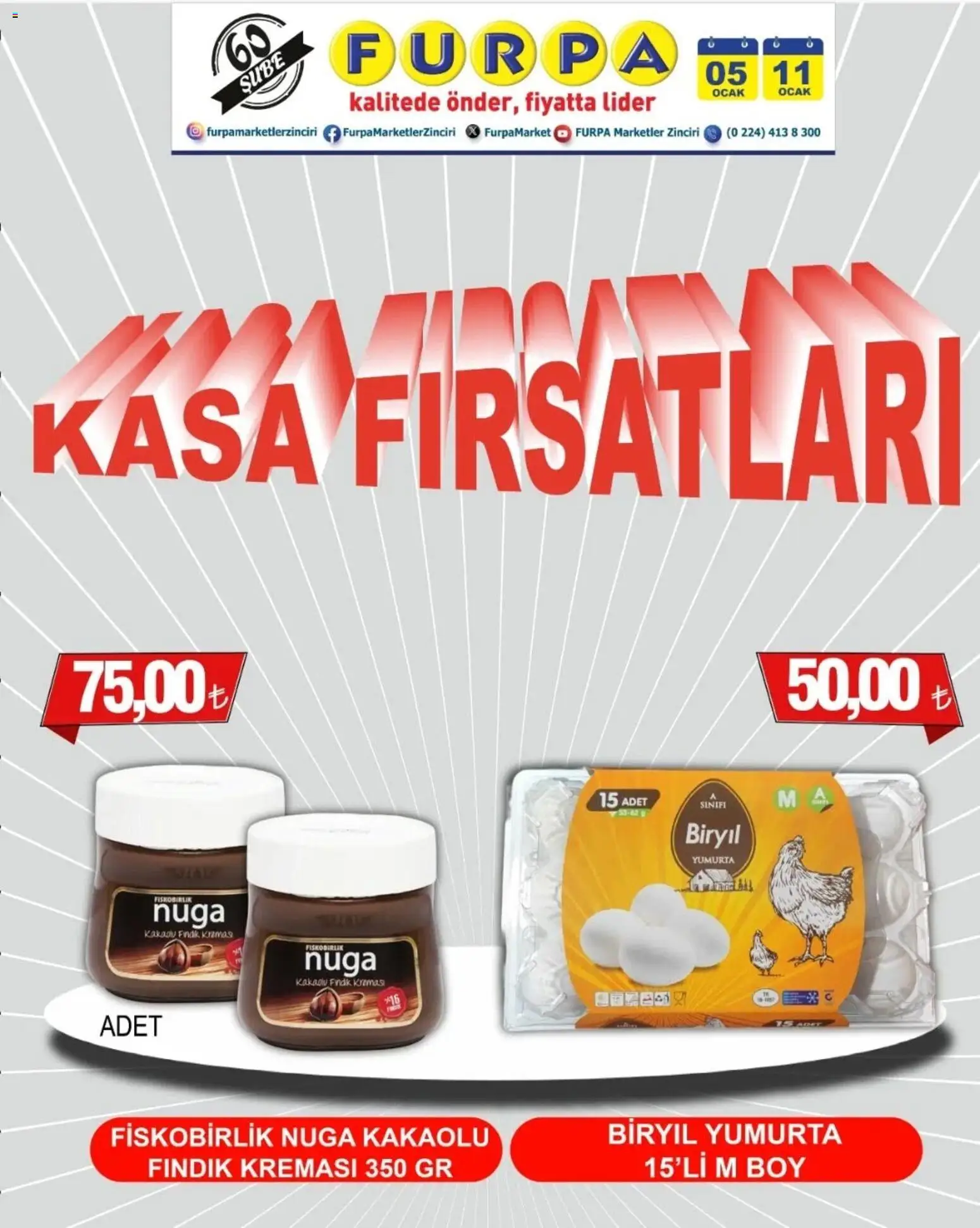 Furpa Kasa Fırsatları - 05.01.2026 tarihinden itibaren geçerlidir | Sayfa: 1 | Ürünler: Yumurta, Fındık, Kasa, Ocak