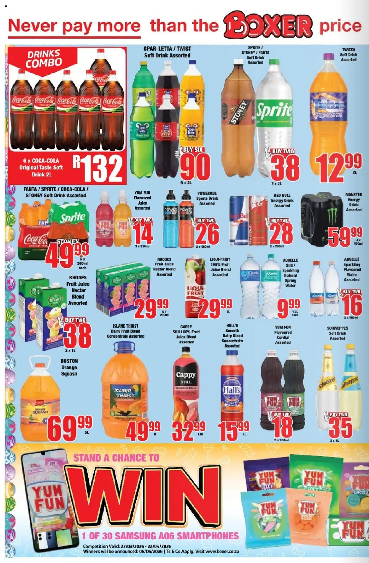 New Boxer catalogue – valid from 23.03.2026 | Page: 6 | Products: Juice, Fanta, Sprite, Water